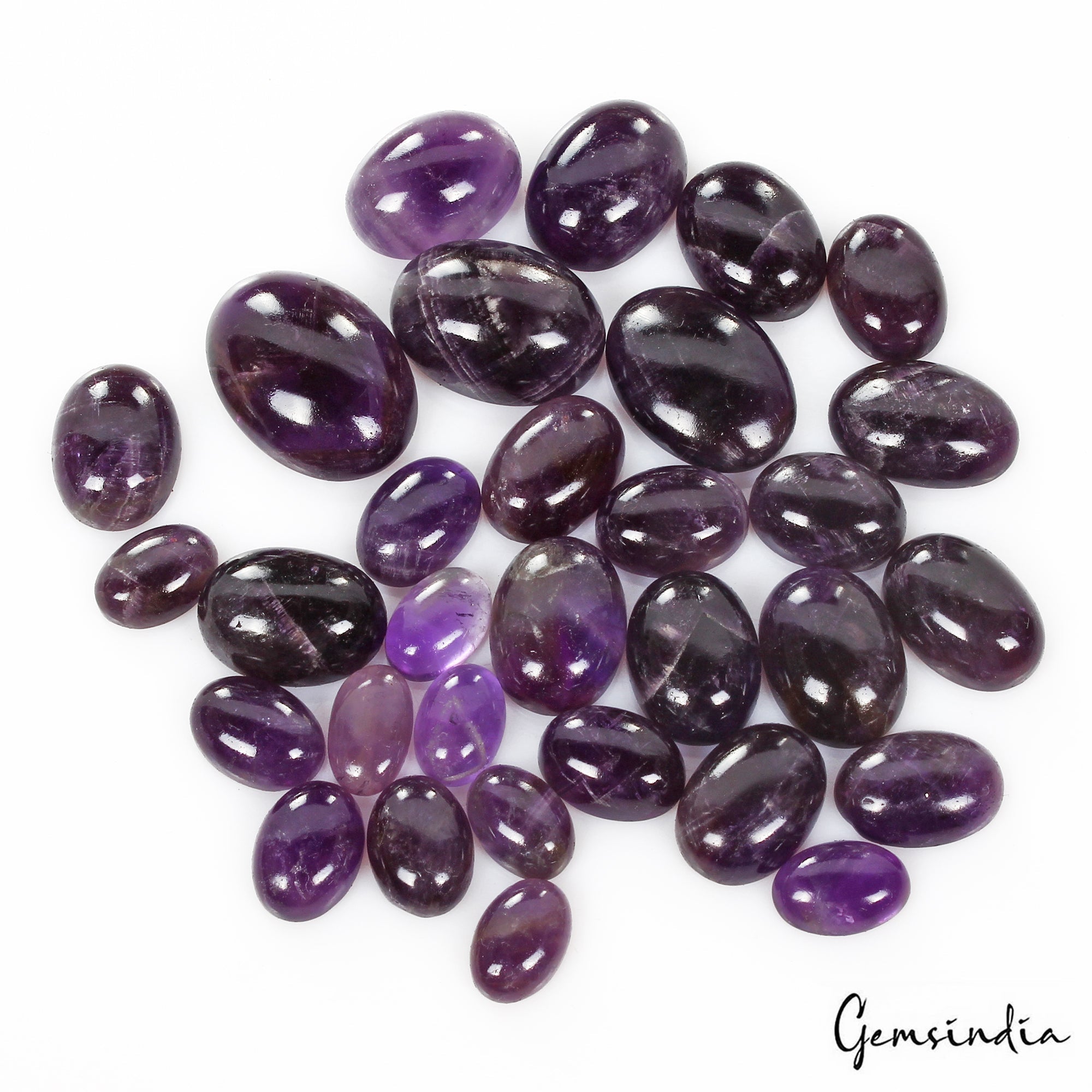 330 Cts/31 Pcs Natural Untreated Dark Purple Amethyst Oval Cab Loose Gems Lot