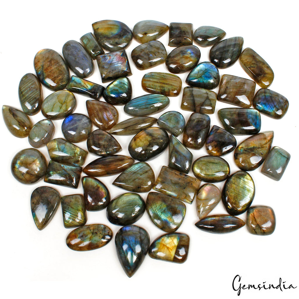 1300 Cts/55 Pcs Natural Multi Shine Spectrolite Labradorite Mixed Cab Loose Gems