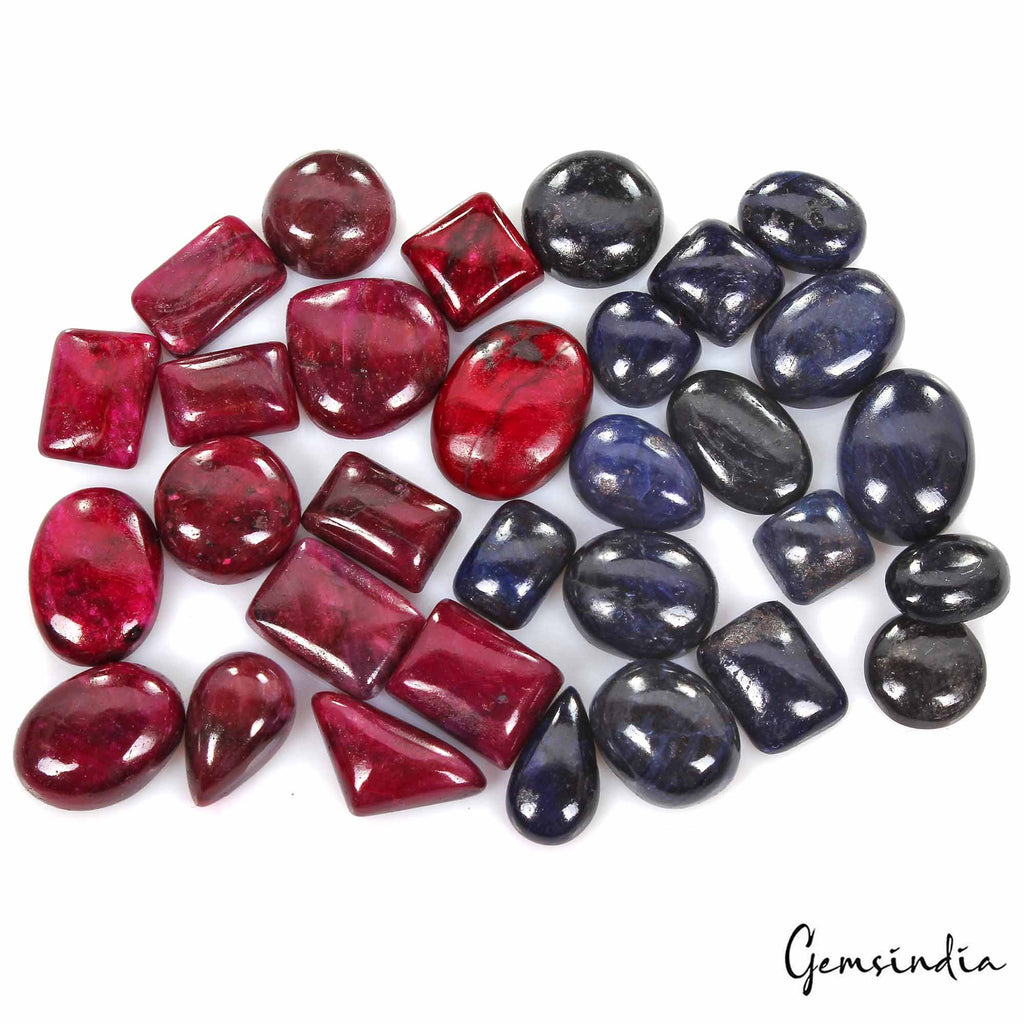 Ruby Lot, Cabochon, Red — 31 Pieces, 11mm to 21mm, 460 Ct, India