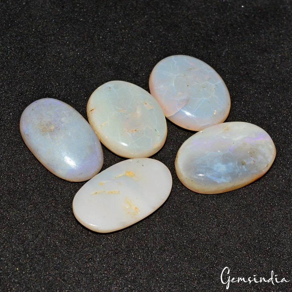 38.70 Cts Natural Australian Opal Multi Shine Loose Oval Cab Jewelry Gemstones
