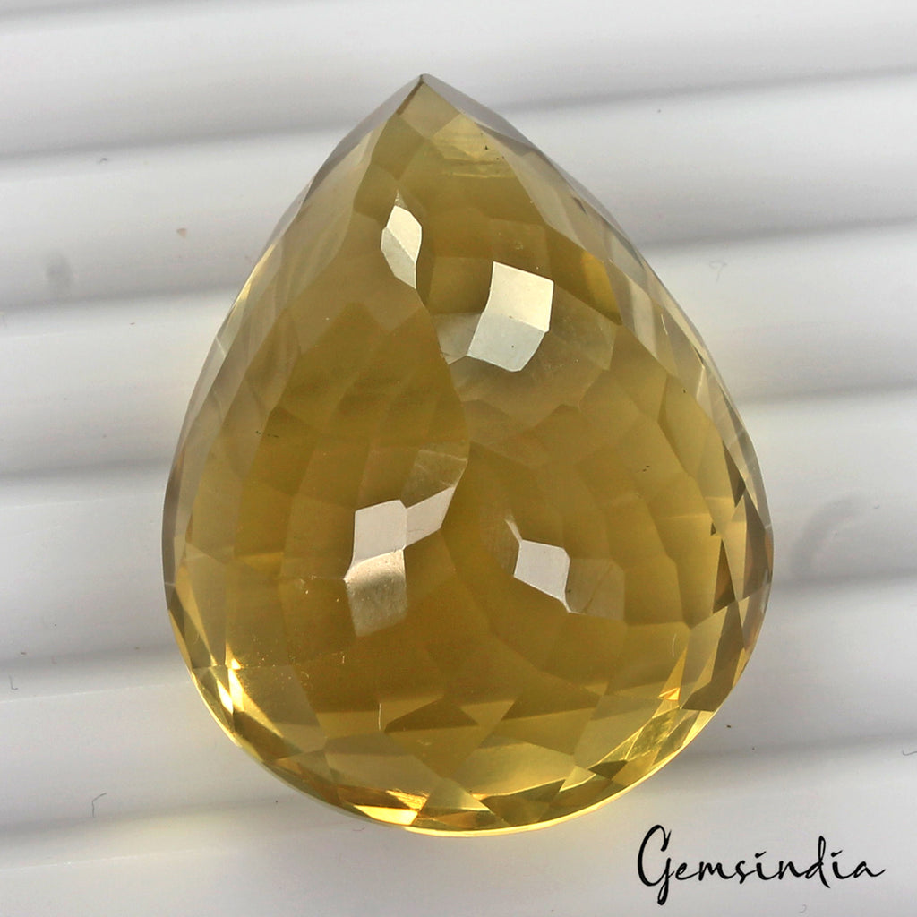 Citrine Loose Gemstone, Pear Cut, Untreated — 30 x 23 x 16 mm, 71.60 Ct, Brazil