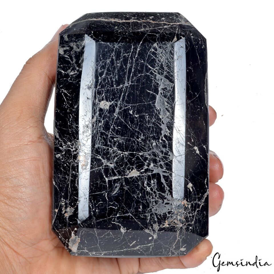 1.2 Kg Natural Rare Black Tourmaline Octagon Cut Large Loose Gemstone 4.8*3*2.5"