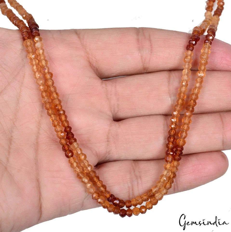 127 Cts Natural Untreated Ceylon Garnet Round Bead Handmade 2 Strands Necklace