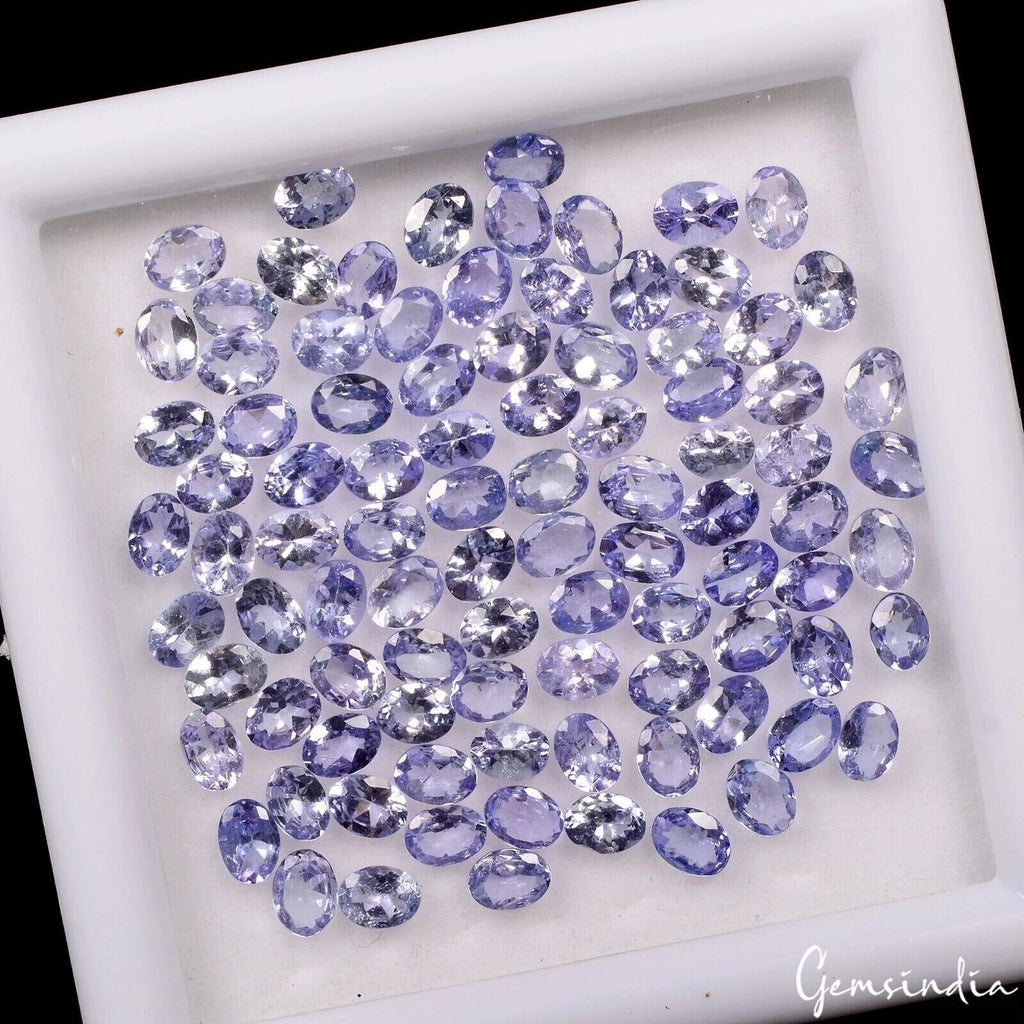 Loose 4mm x 3mm Oval Cut Natural Tanzanite Stone Violet Colour 15.50ct AAA Grade