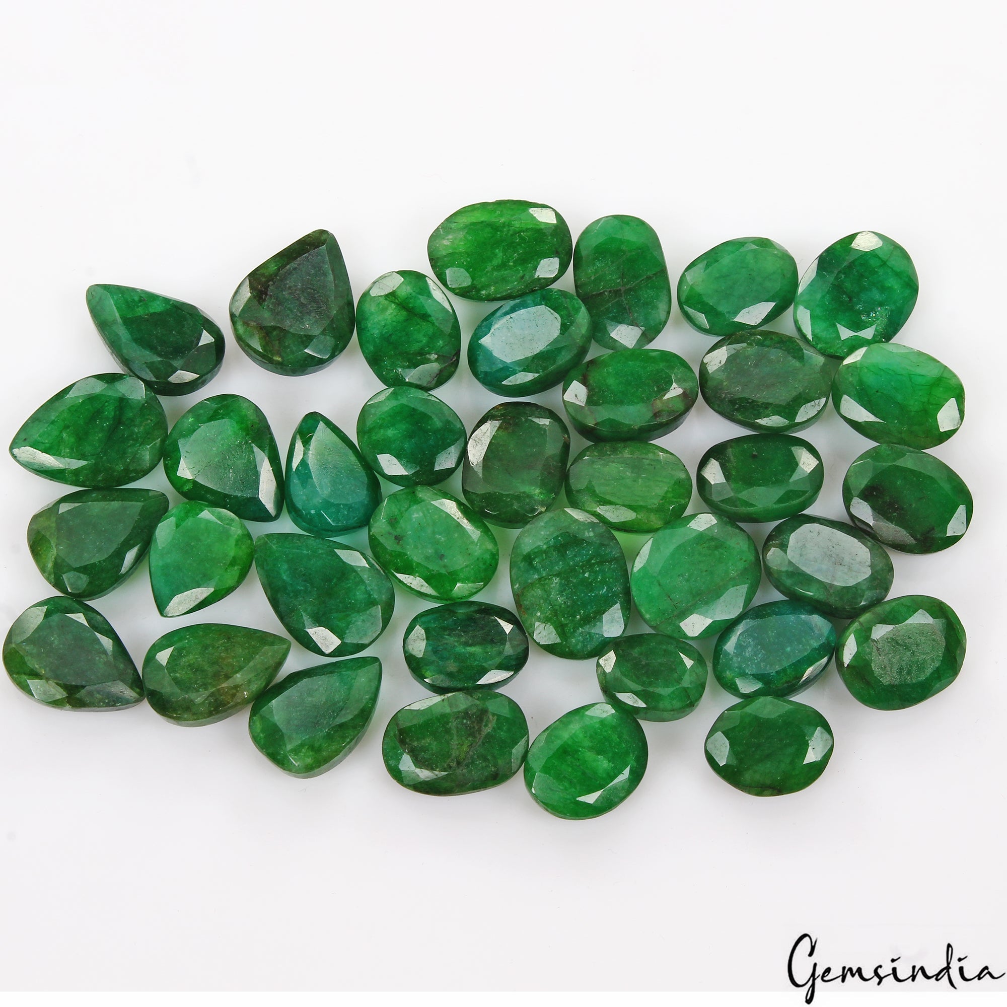 560 Ct Natural Finest Green Emerald Mix Cut Loose Ring Size Gemstones ~36 Pcs