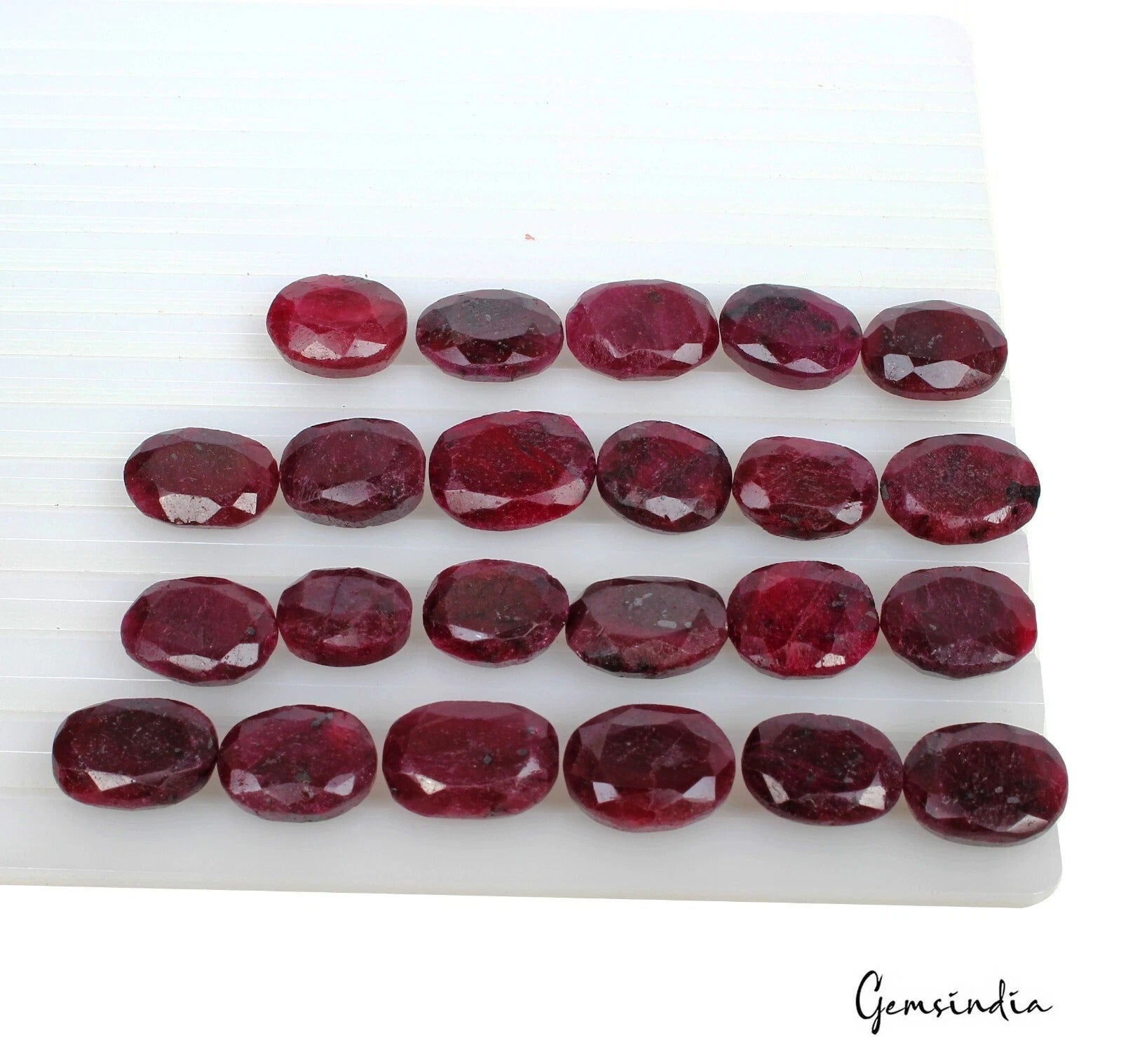 430 Cts/23 Pcs Natural Dark Red Ruby Oval Faceted Cut Loose Gems Lot For Jewelry