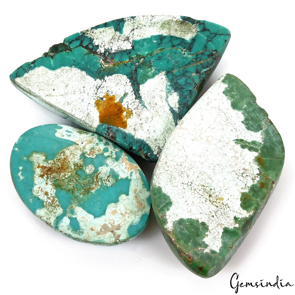 350 Ct/3 Pcs Natural USA Blue Turquoise Mix Cab Loose Wholesale Gems For Pendant