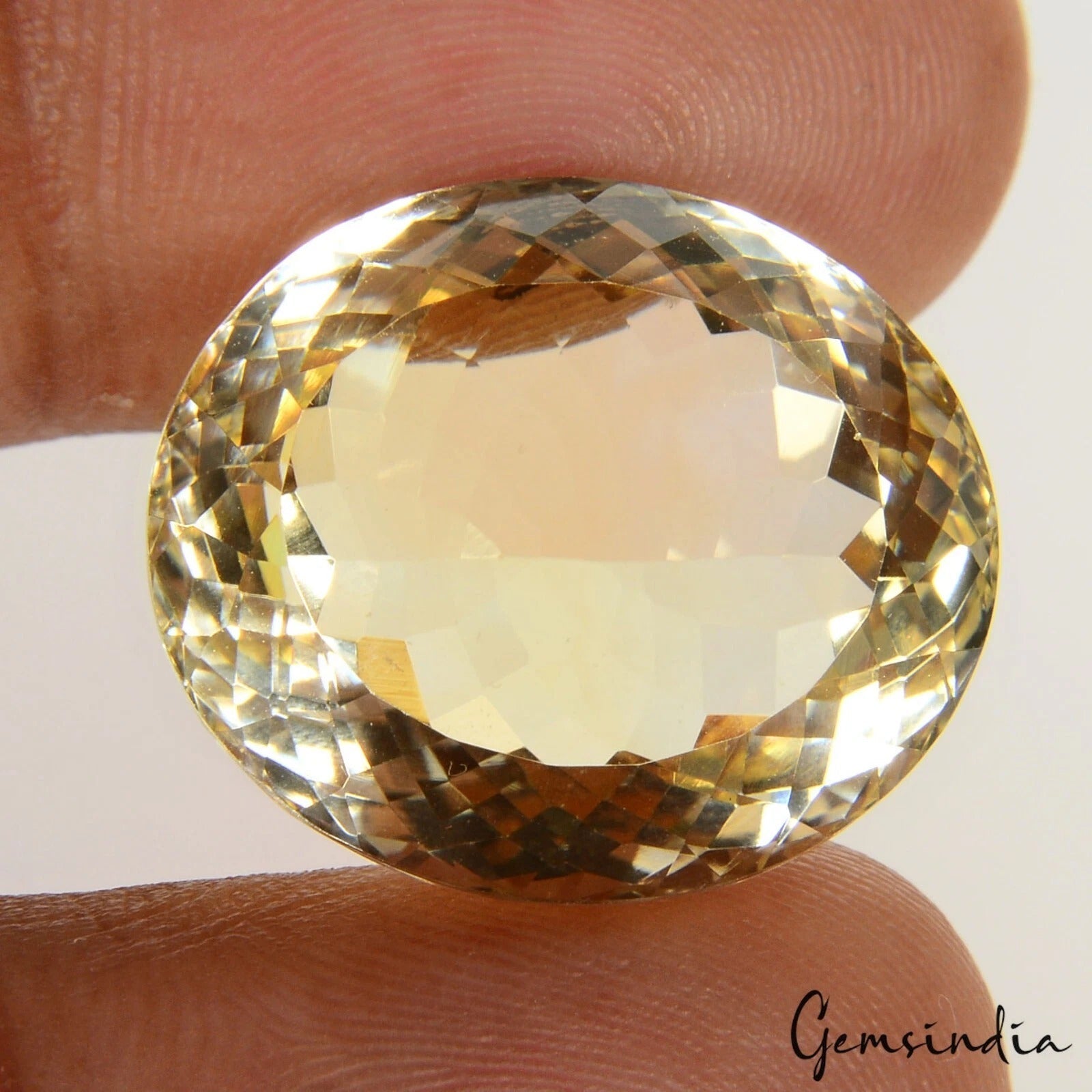 Natural Untreated Yellow Citrine Oval Cut Faceted 28.70 Ct Loose Gem For Jewelry