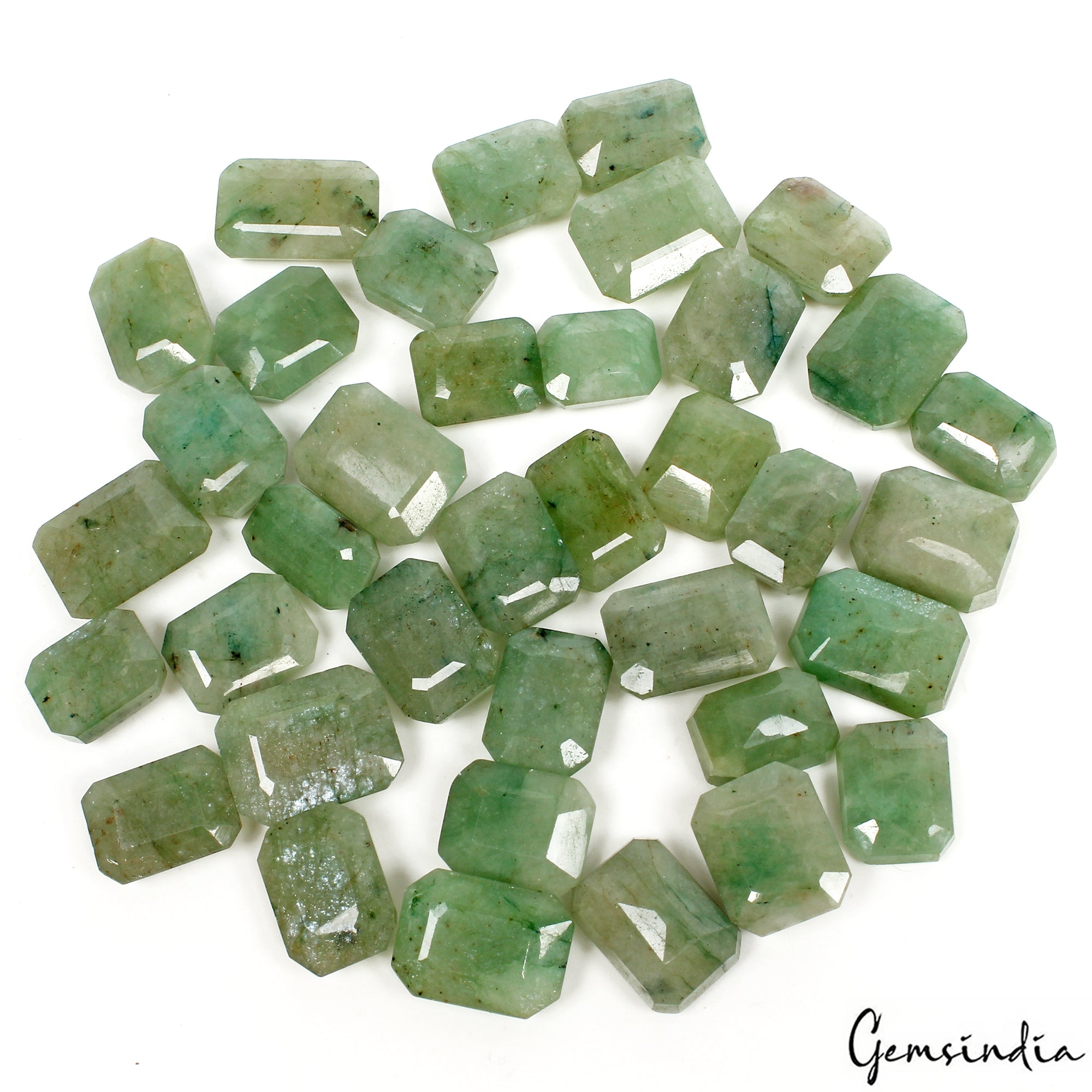 500 Ct/37 Pcs Natural Brazilian Bottle Green Emerald Octagon Cut Loose Gems Lot