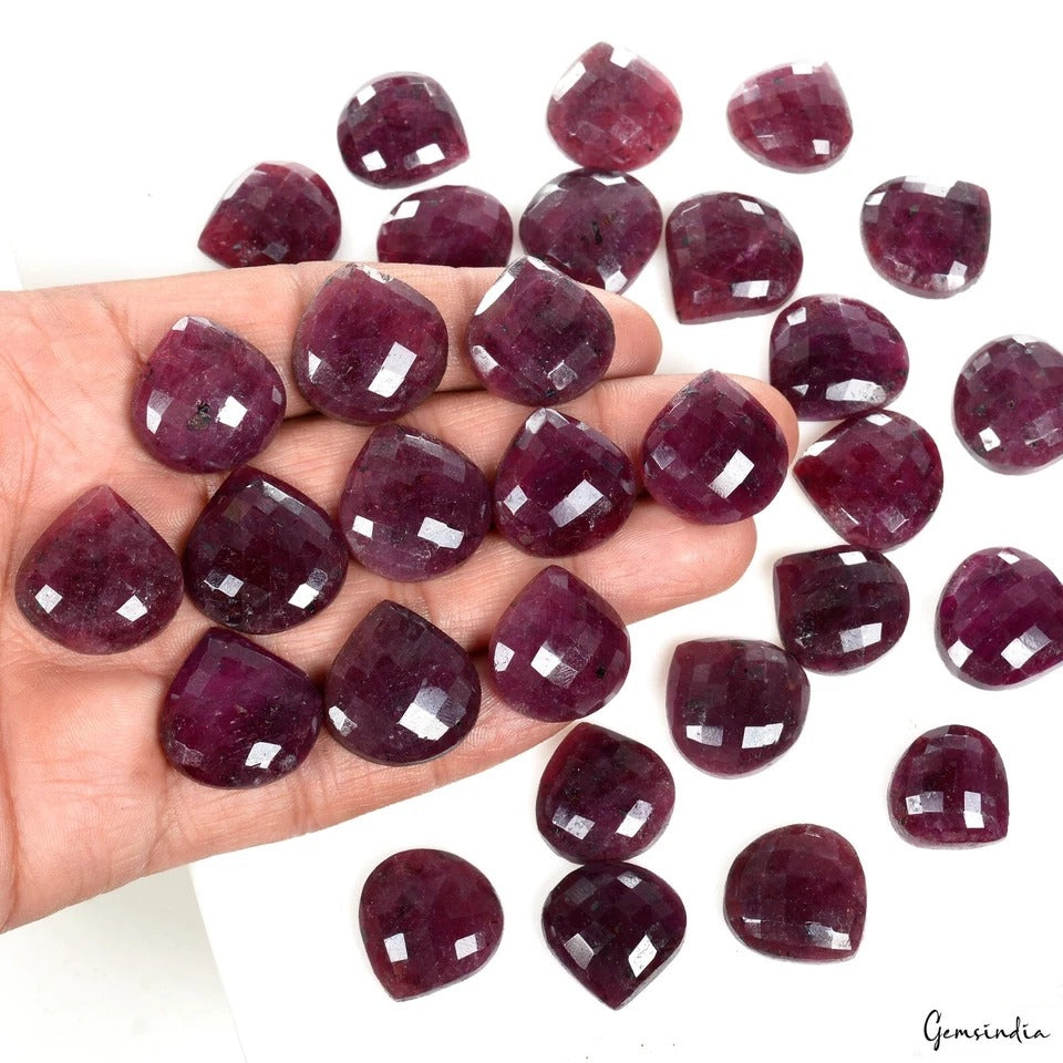 30 Pcs/800 Cts Natural Red Ruby Heart/Pear Checker Cut Earth Mined Jewelry Gems