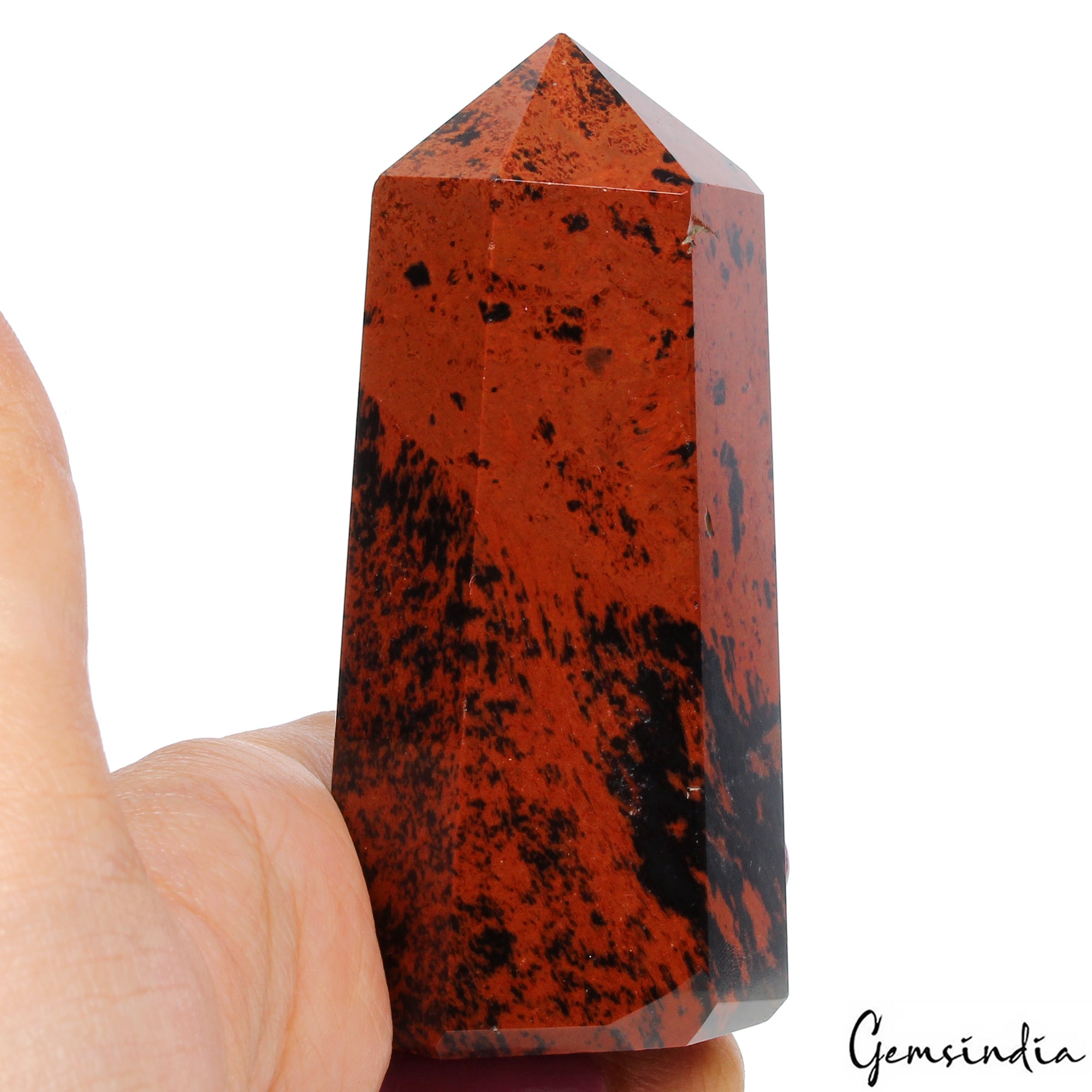 112 Gm/3.1" Natural Mahogany Obsidian Crystal Healing Reiki Power Obelisk Tower