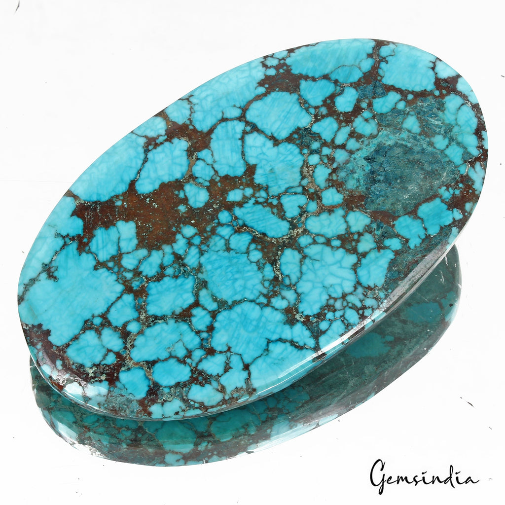 280 Ct Blue Spiderweb Turquoise Oval Cabochon Arizona Loose Huge Gems From U.S