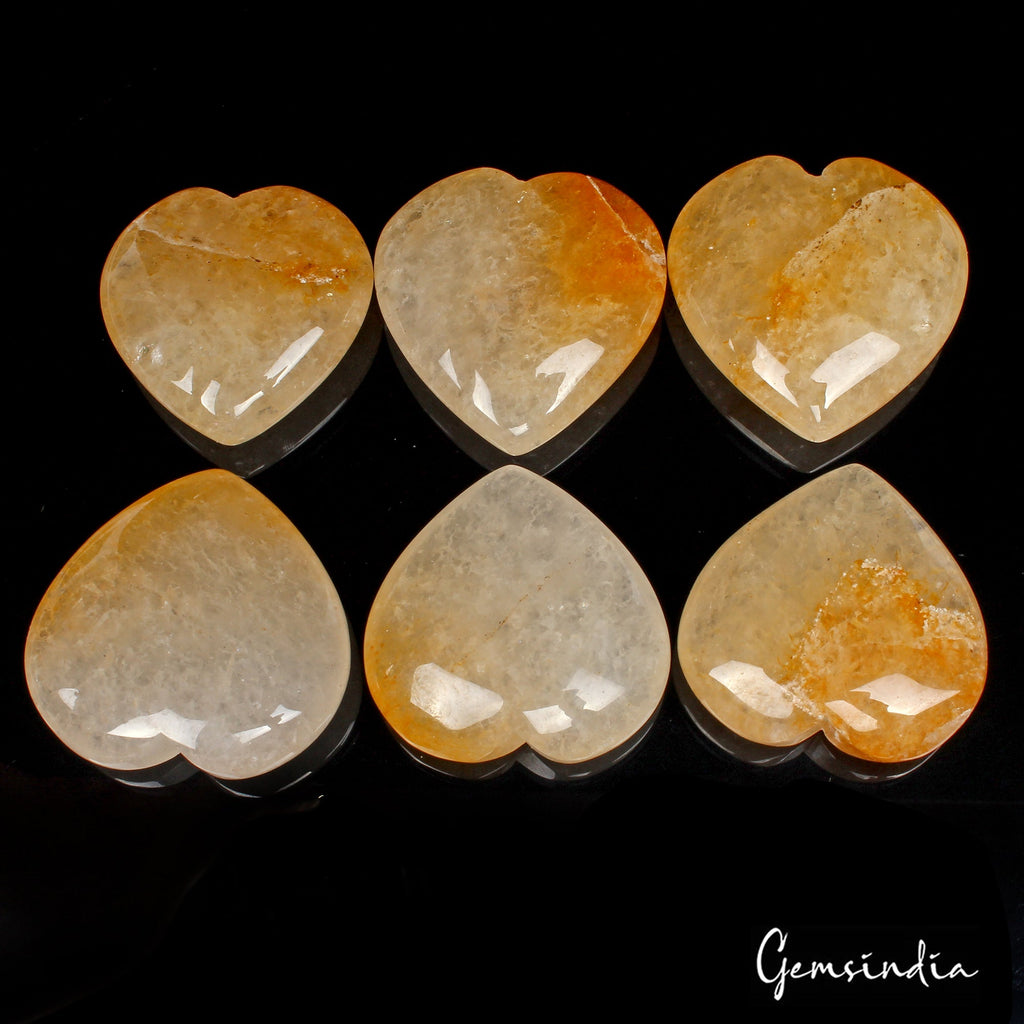 700 Ct/6 Pcs Natural Bi-color Aventurine Heart Shape Loose Gemstones for Jewelry