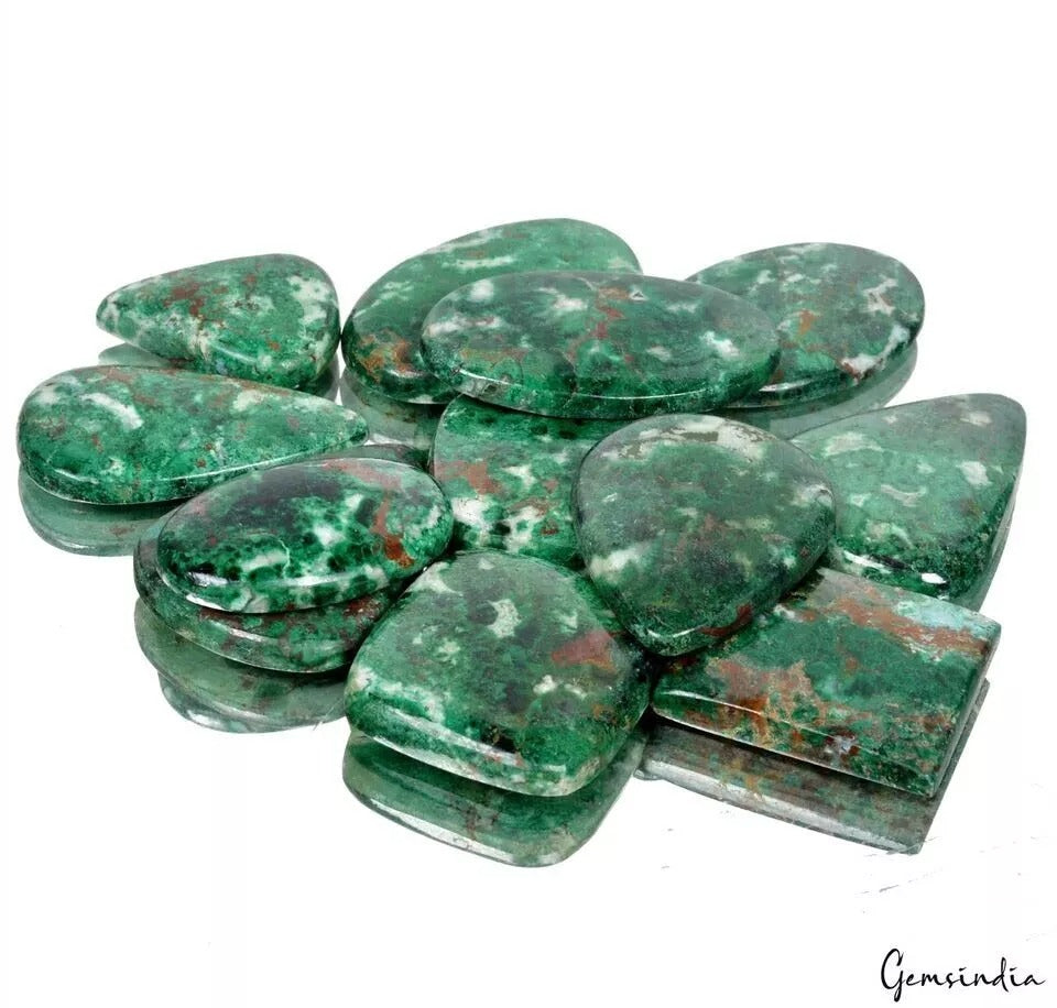 525 Ct/12 Pcs Natural Untreated Green Chrysocolla Mixed Cab Gems Lot For Jewelry