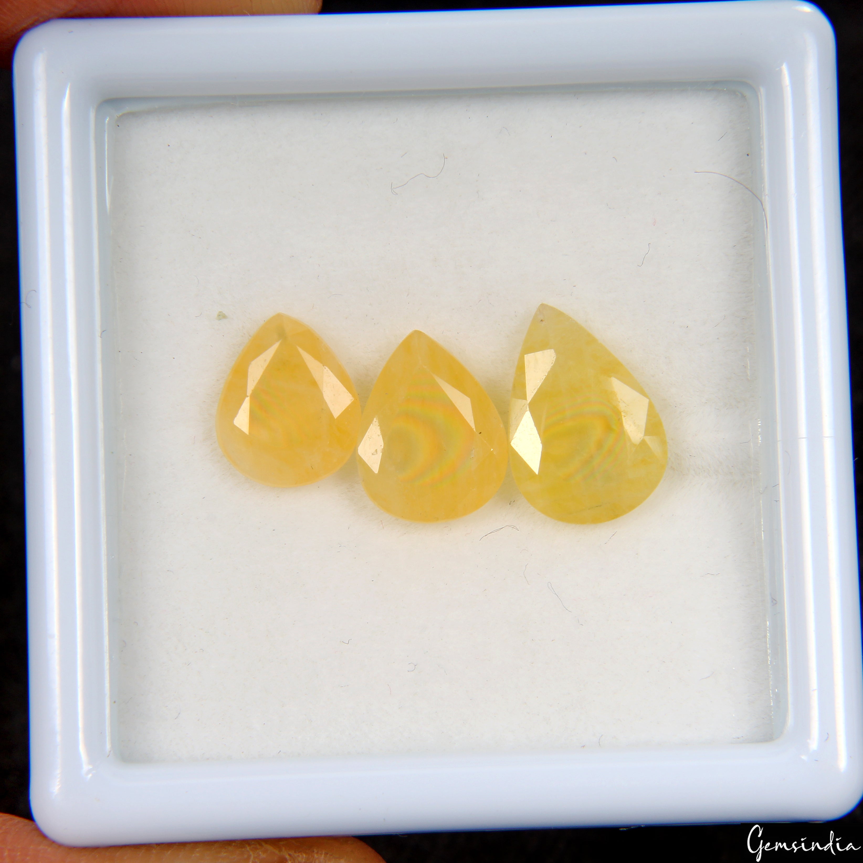 7.80 Ct Natural Untreated Ceylon Yellow Sapphire Pear Cut Loose Gemstones~3 Pcs