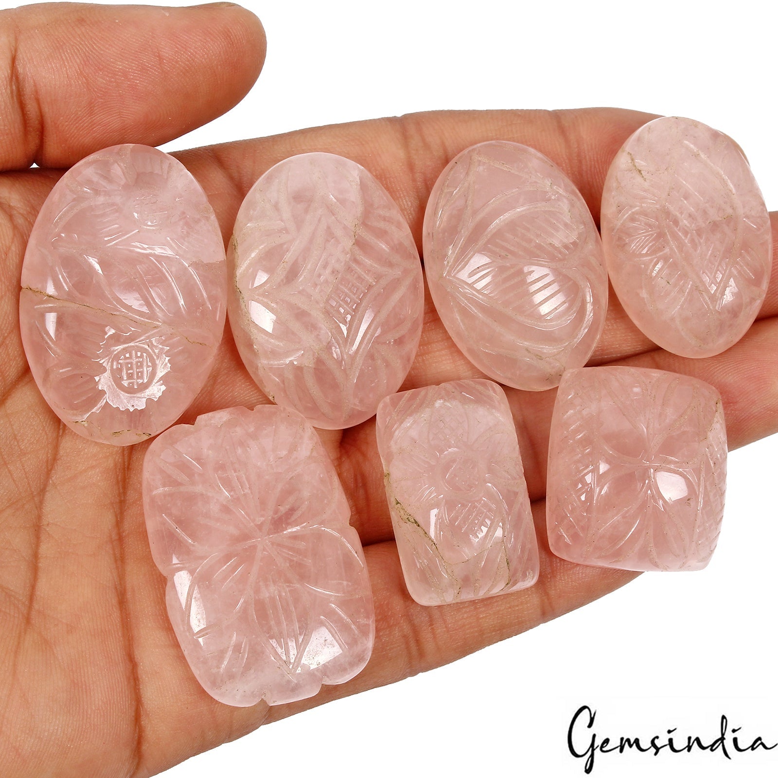 480 Ct Natural Beautiful Pink Rose Quartz Mix Shape Hand Carving Loose Gemstones