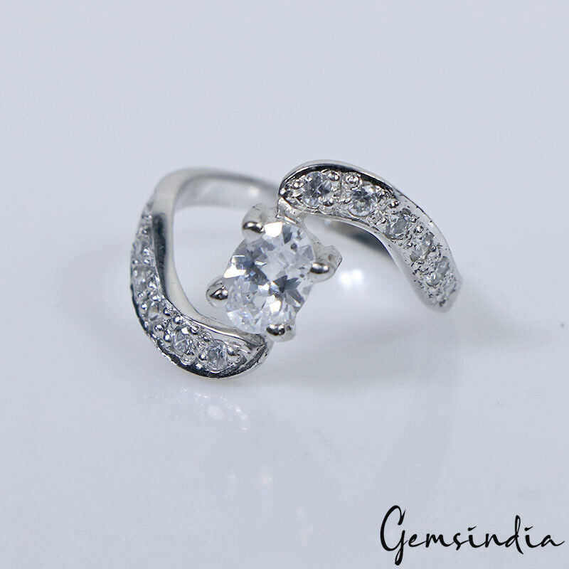 Zircon Sterling Silver Ring, Untreated, Silver — Size 6 US, 15.70 Ct (3.14 g)