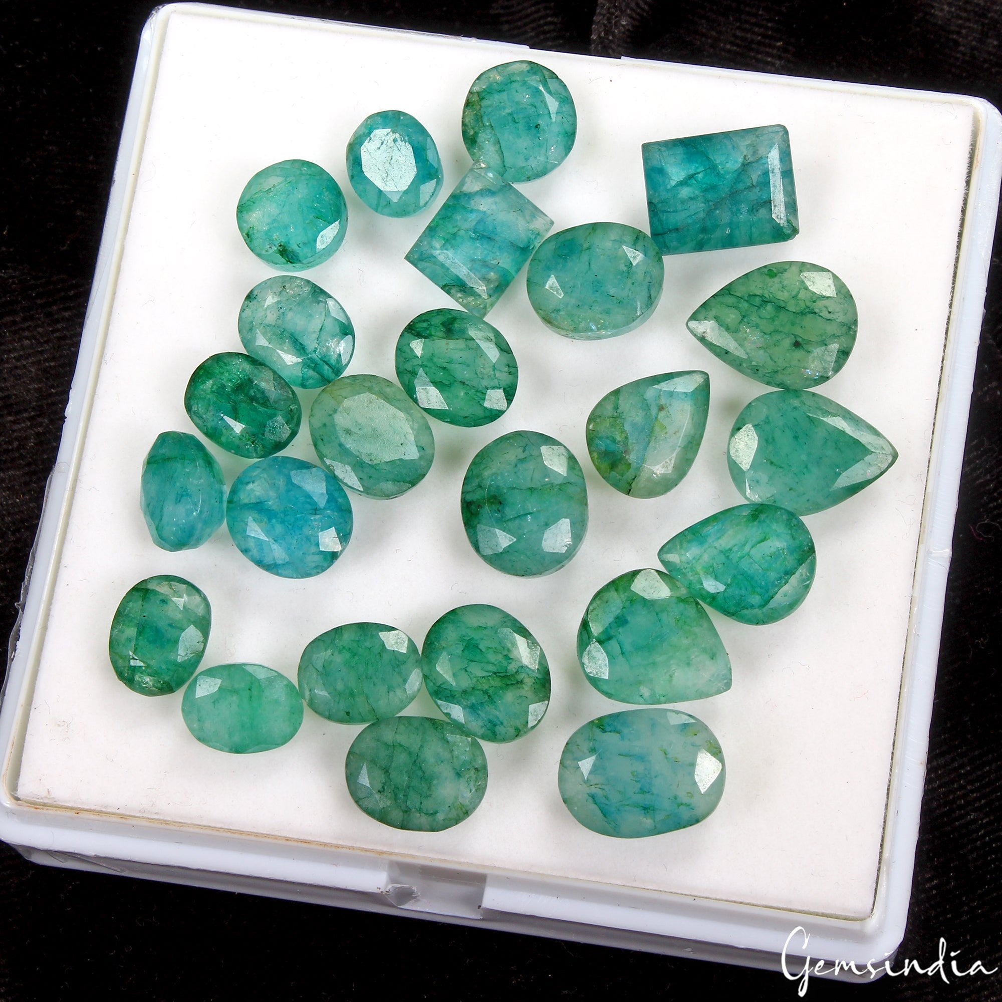 Certified 163 Ct/24 Pc Natural Top Quality Colombian Emerald Oval Cut Loose Gems