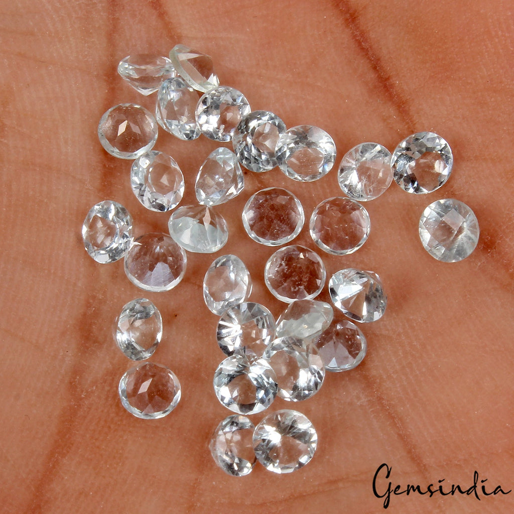 Round Cut Natural Unheated Nice Blue Aquamarine 6.60Ct 4mm 29 pcs Gemstones Lot