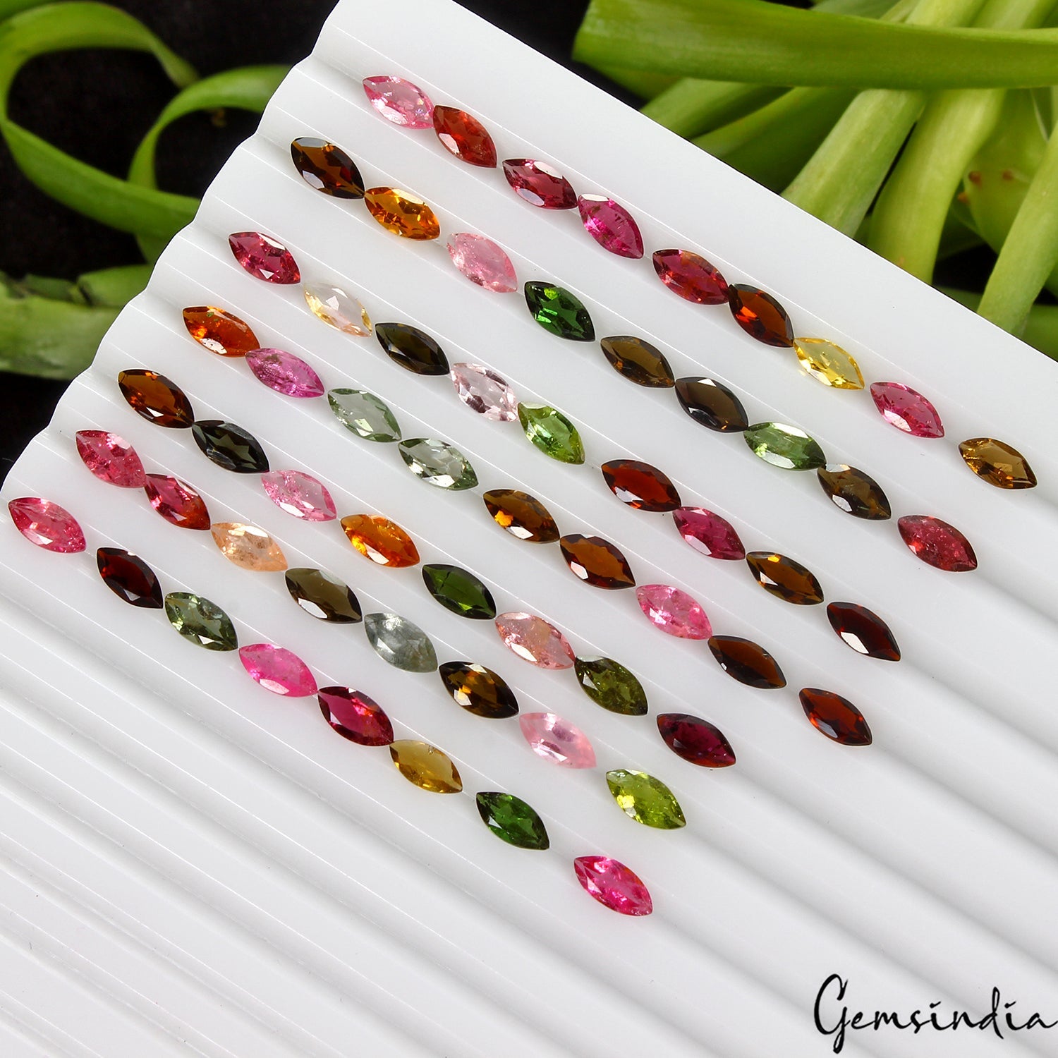 Marquise Cut Natural Multi Color Tourmaline 28.20 Ct 8x4mm 60 pcs Certified Gems