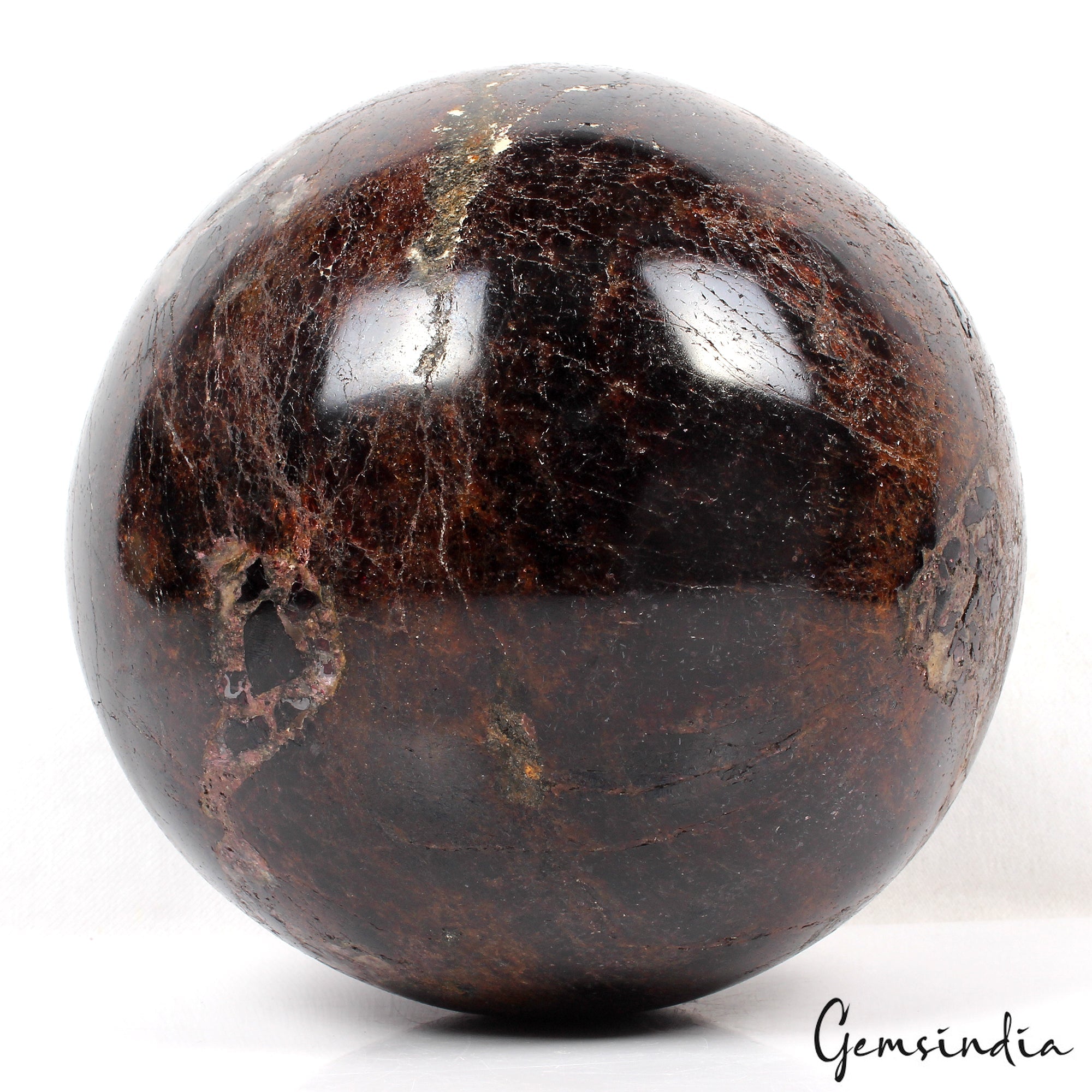 Large 6.9in Red Almandine Garnet Stone Healing Meditation Charged Power Sphere