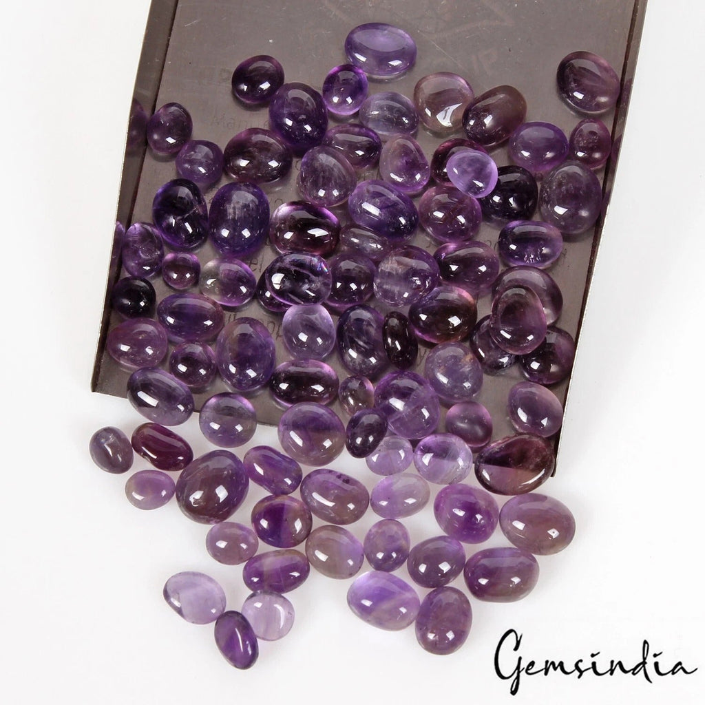 86 Cts/83 Pcs Natural Untreated Purple Amethyst Mixed Cab Loose Gems For Jewelry