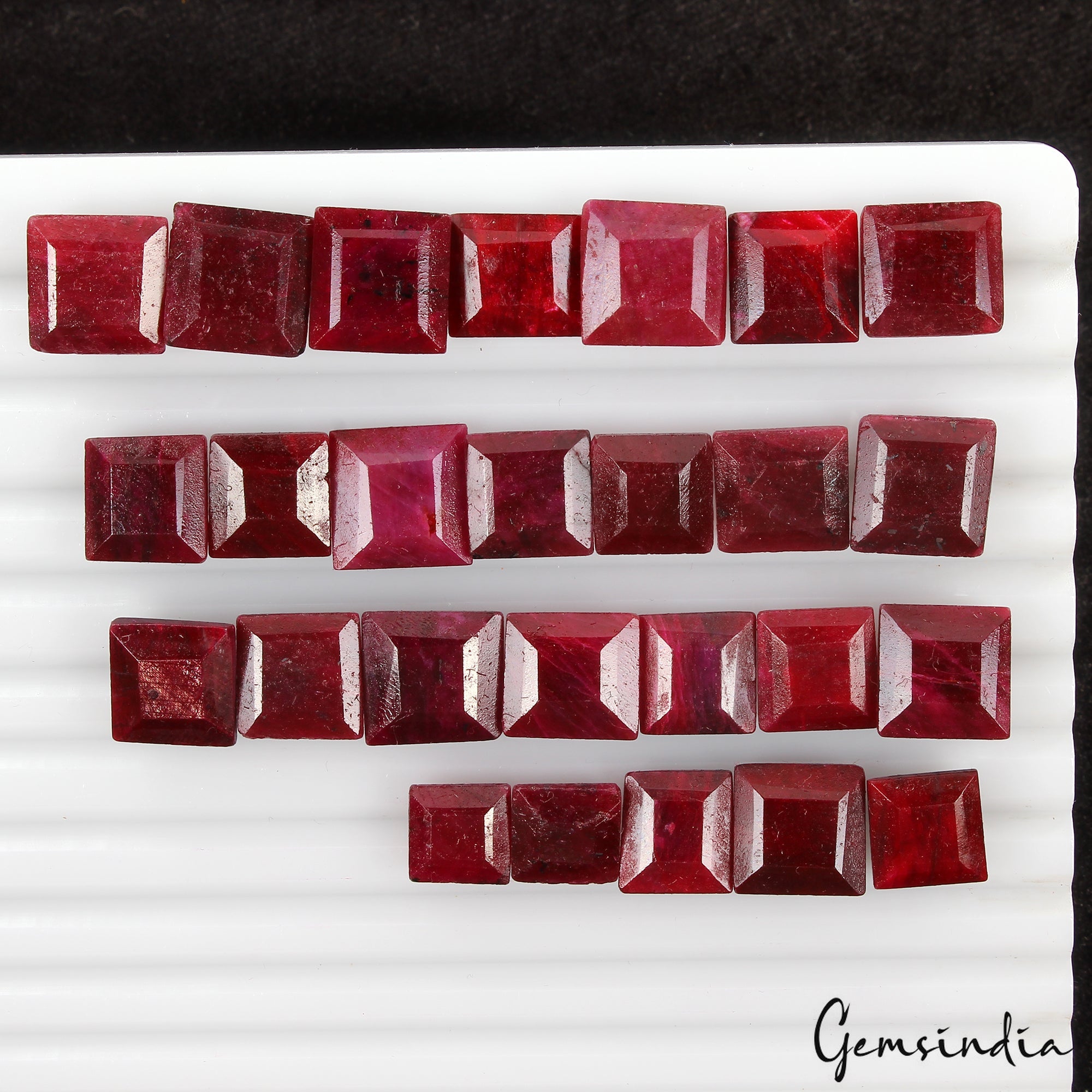 270 Ct/26 Pcs Natural Red Ruby Square Cut Loose Faceted 10-13mm Jewelry Gems Lot