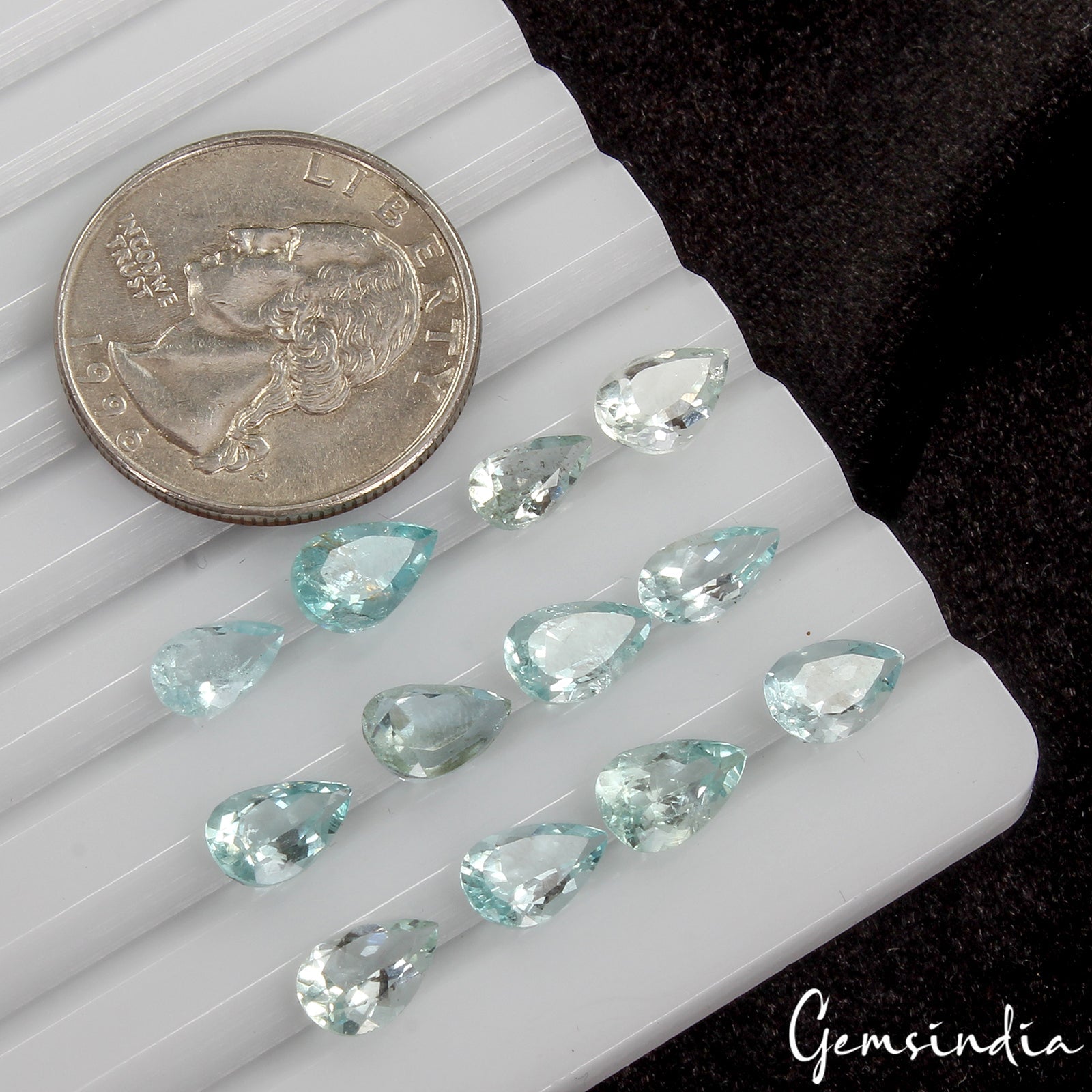 Pear Cut Natural Unheated Nice Blue Aquamarine 12.80ct 8-9mm 12pcs Lot Gemstones