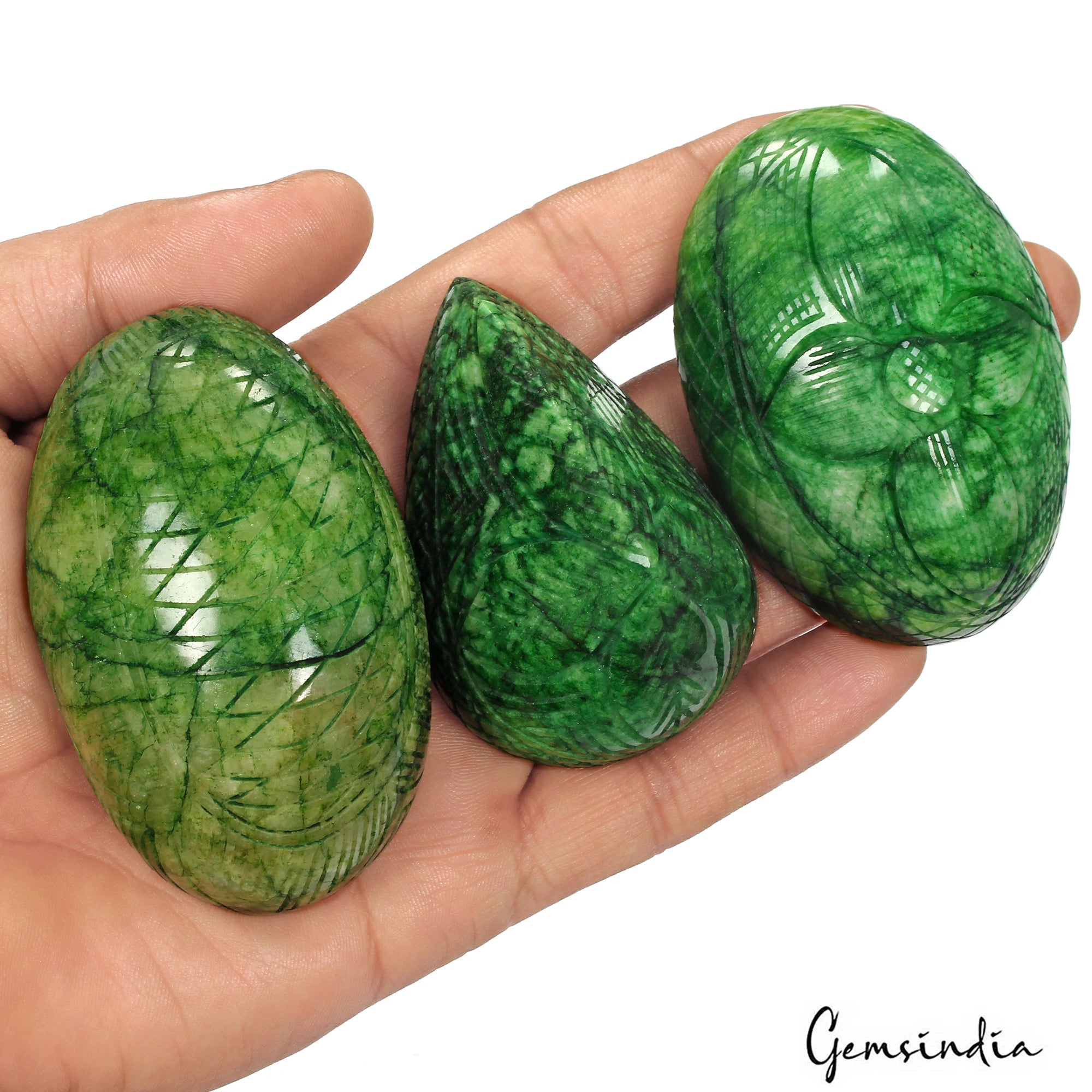 2040 Cts Natural Green Carving Emerald Mix Cut Earth Mined Loose Gems Lot 3 Pcs