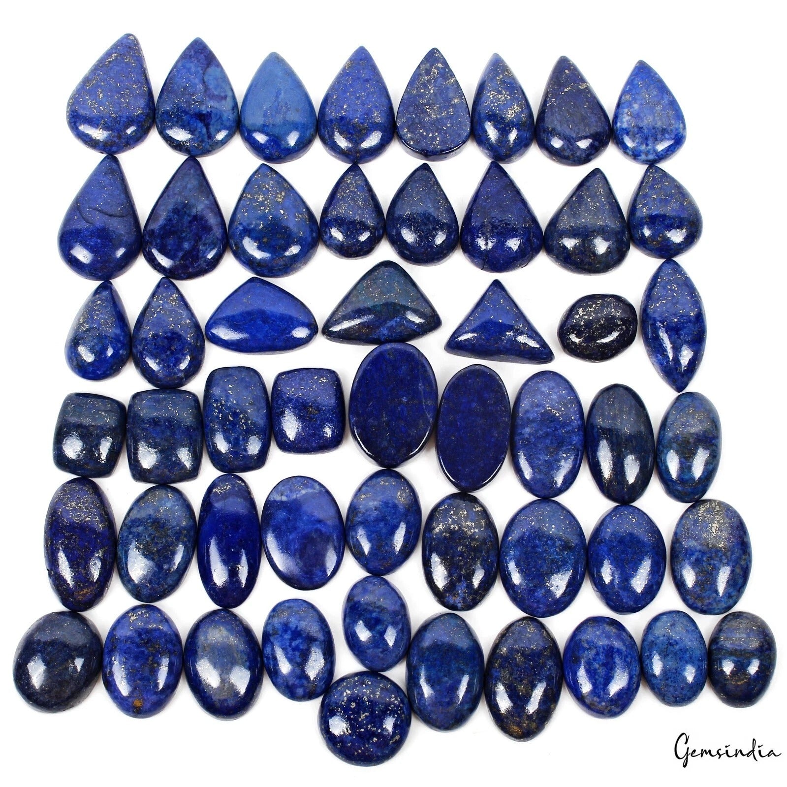 1270 Cts/52 Pcs Natural Blue Lapis Lazuli Mix Cab Loose Wholesale Gemstones Lot