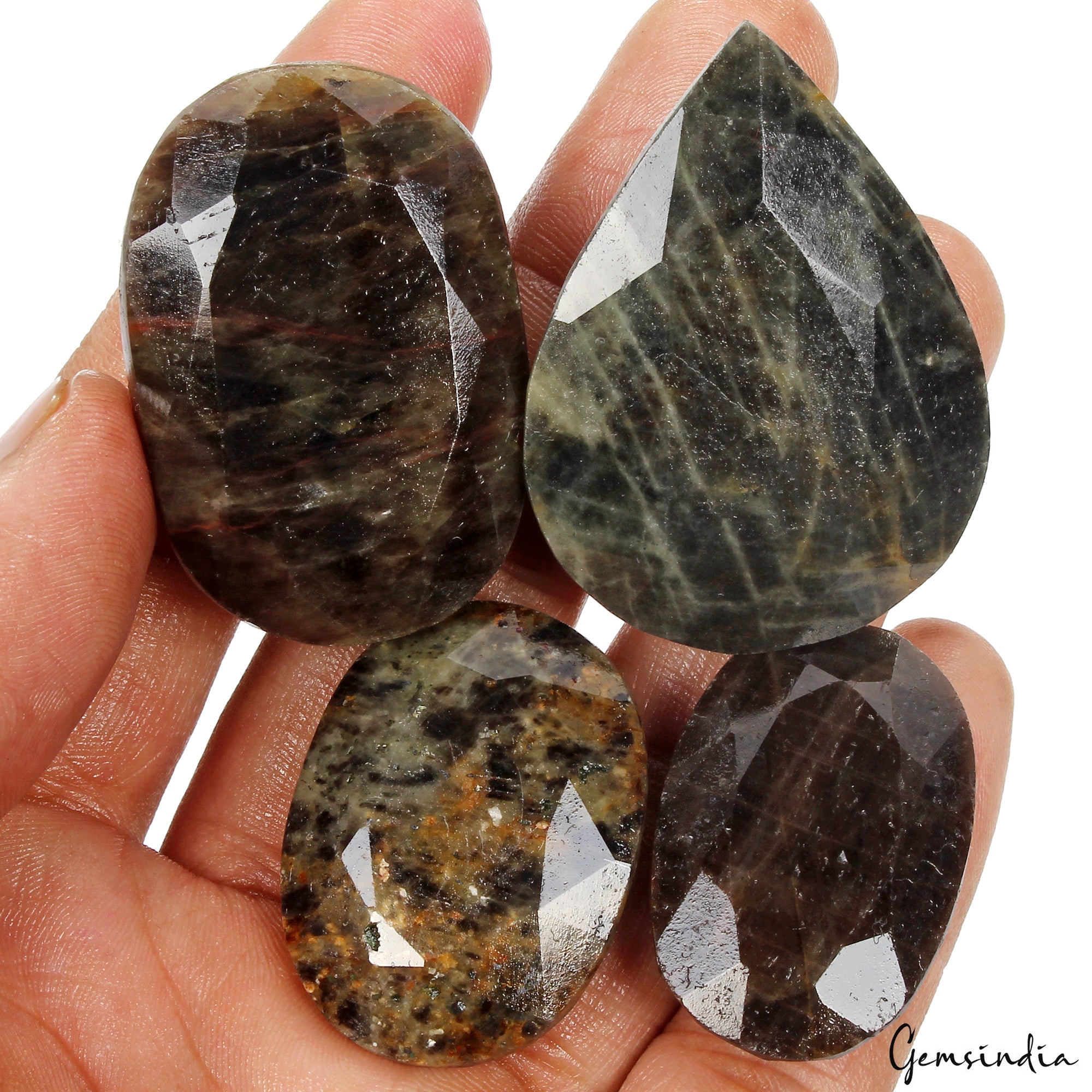 700 Ct Natural Black Sapphire Mix Faceted Huge Cut Earth Mined Loose Gems Lot
