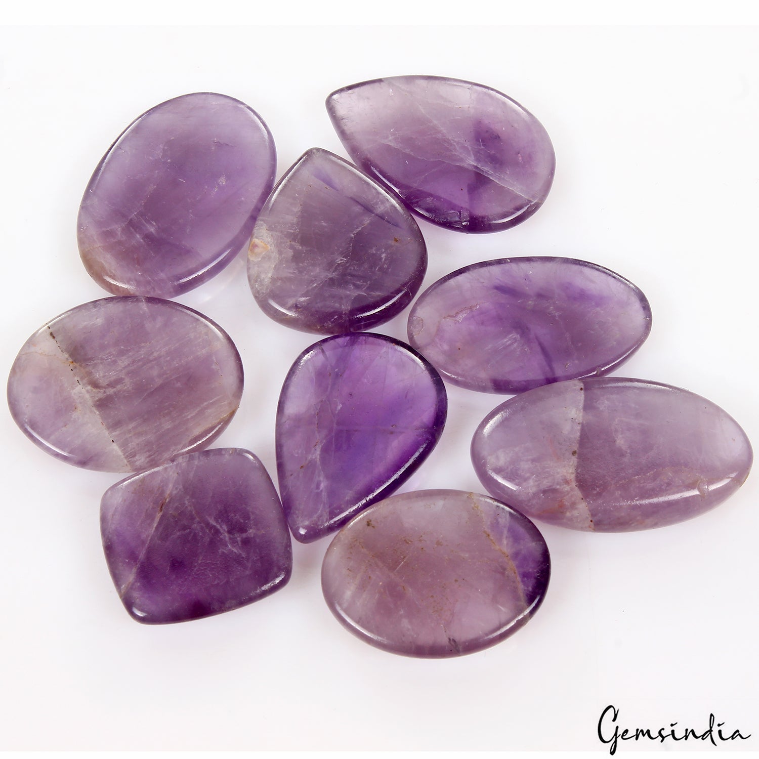 9 Pcs Natural Purple Amethyst Mix Cabochon Loose Untreated 23-36mm Gemstones Lot