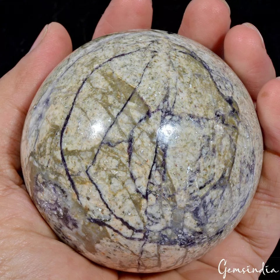 3120 Cts Natural Lapis Calcite Matrix Huge Gem Sphere Crystal Healing Mineral 3"
