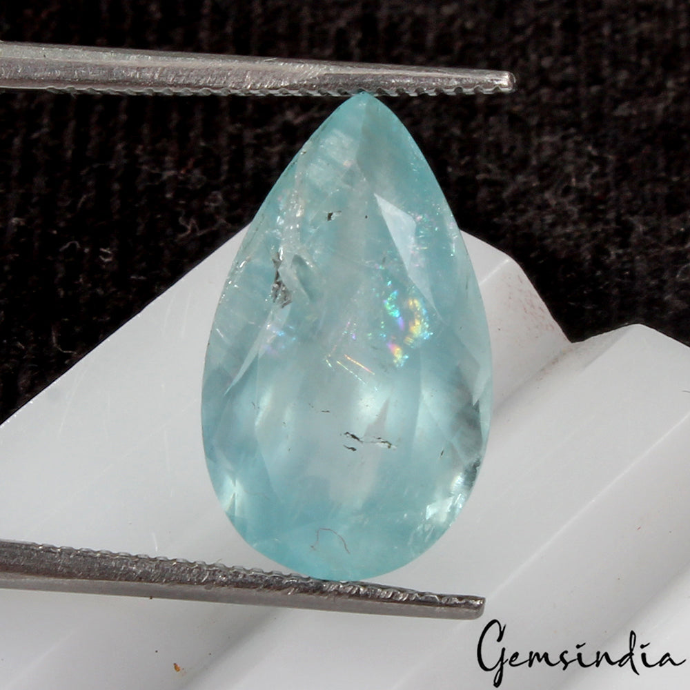 5.20 Cts Natural Untreated Aqua Blue Aquamarine Pear Faceted Loose Gemstone~14mm