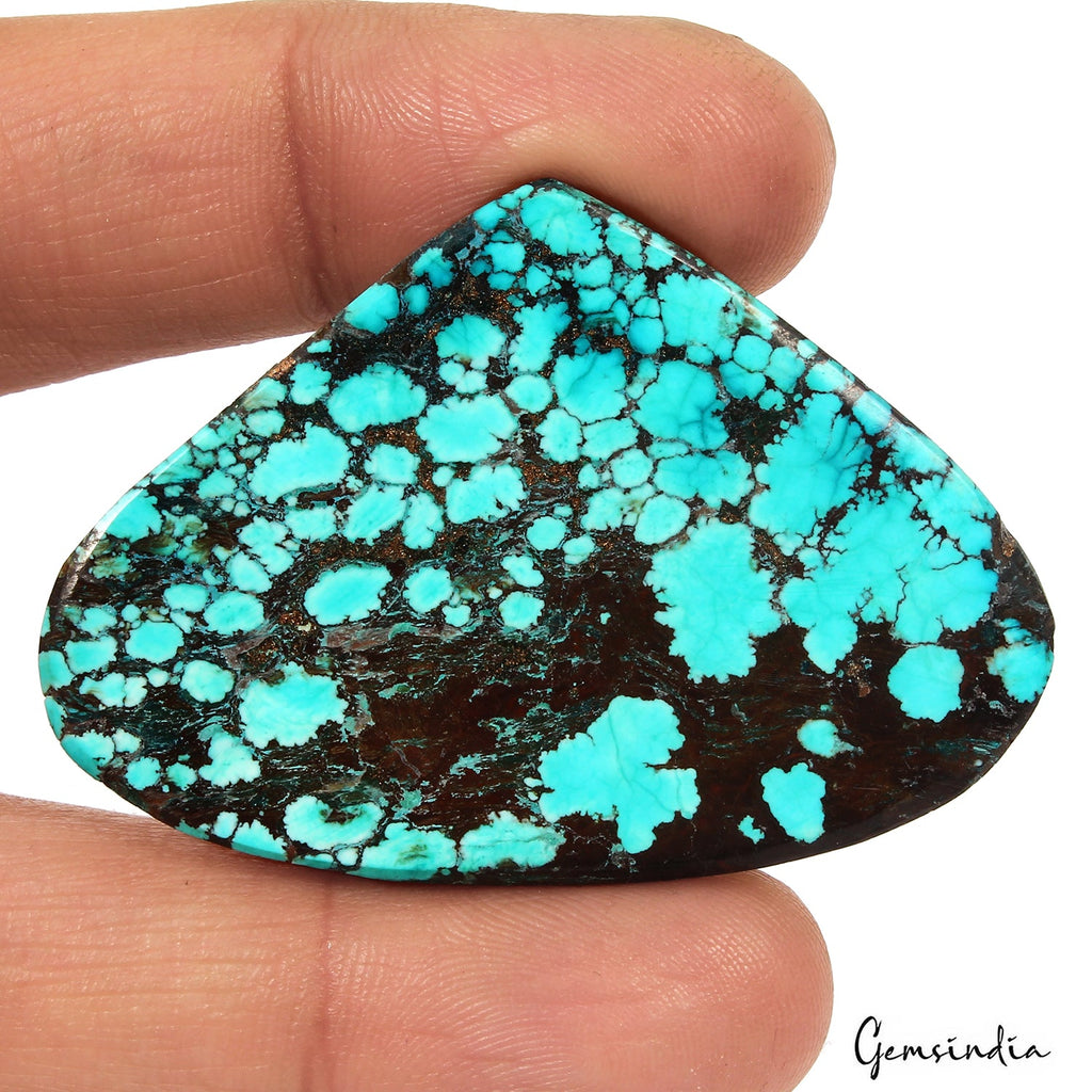 70.80 Ct Blue Spiderweb Turquoise Pear Cab Arizona Loose Huge Gemstone From U.S