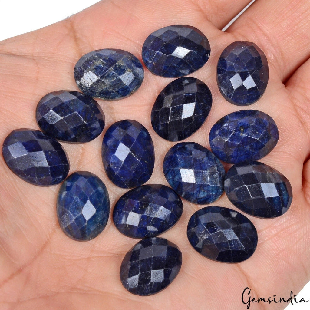 14 Pcs Natural Blue Sapphire Oval Checker Cut Loose Calibrated 15x11mm Gemstones