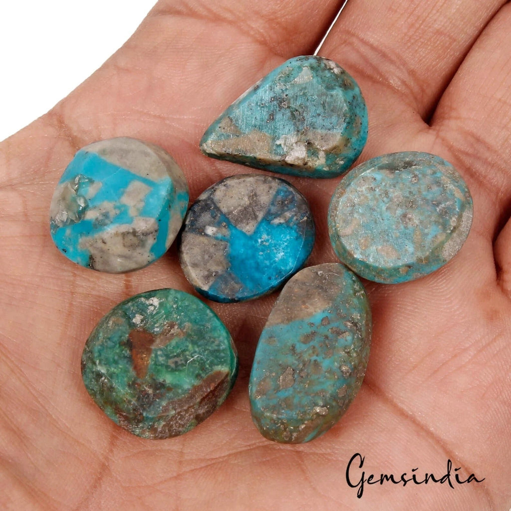 6 Persian Turquoise Neyshabur Cabochon Lot, Not Stabilized, %100 Natural 19-26mm