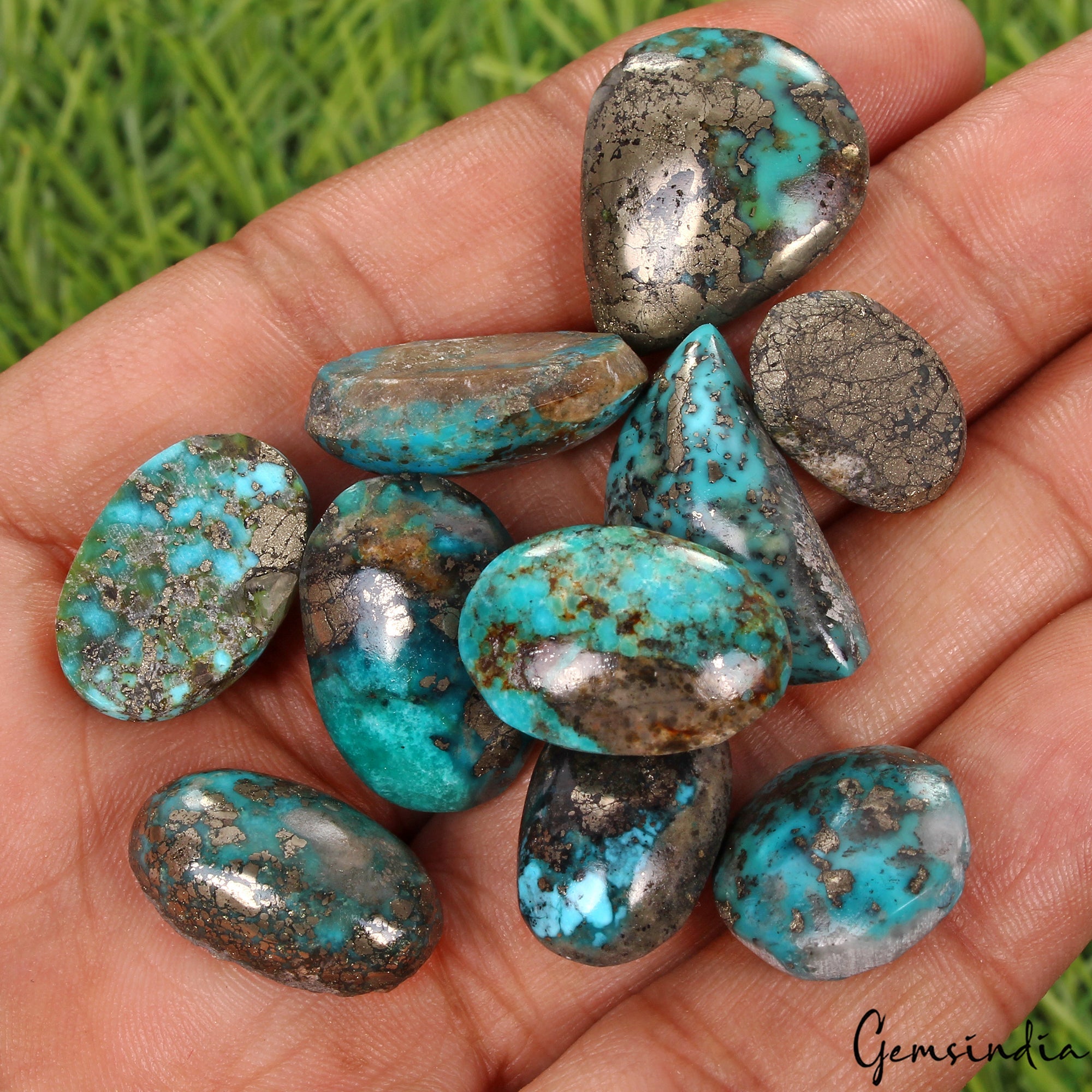 184 Cts Turquoise Mix Cab, Natural Color, Hand Cut Top Quality Untreated Gems~