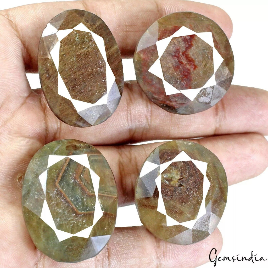 600 Ct Natural Untreated Brown Sapphire Mix Cut Loose Pendant Size Gemstones~4Pc