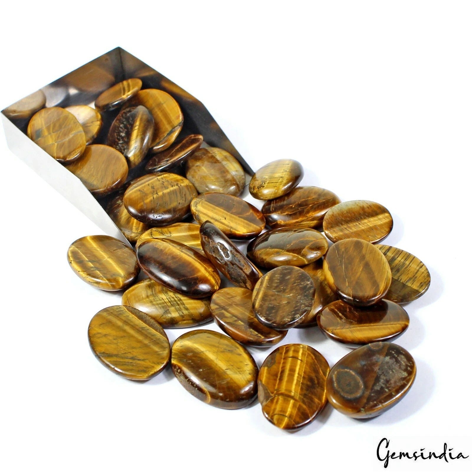 30 Pcs Natural Untreated Brown Yellow Tiger Eye 750 Cts Loose Gems Jewelry Lot