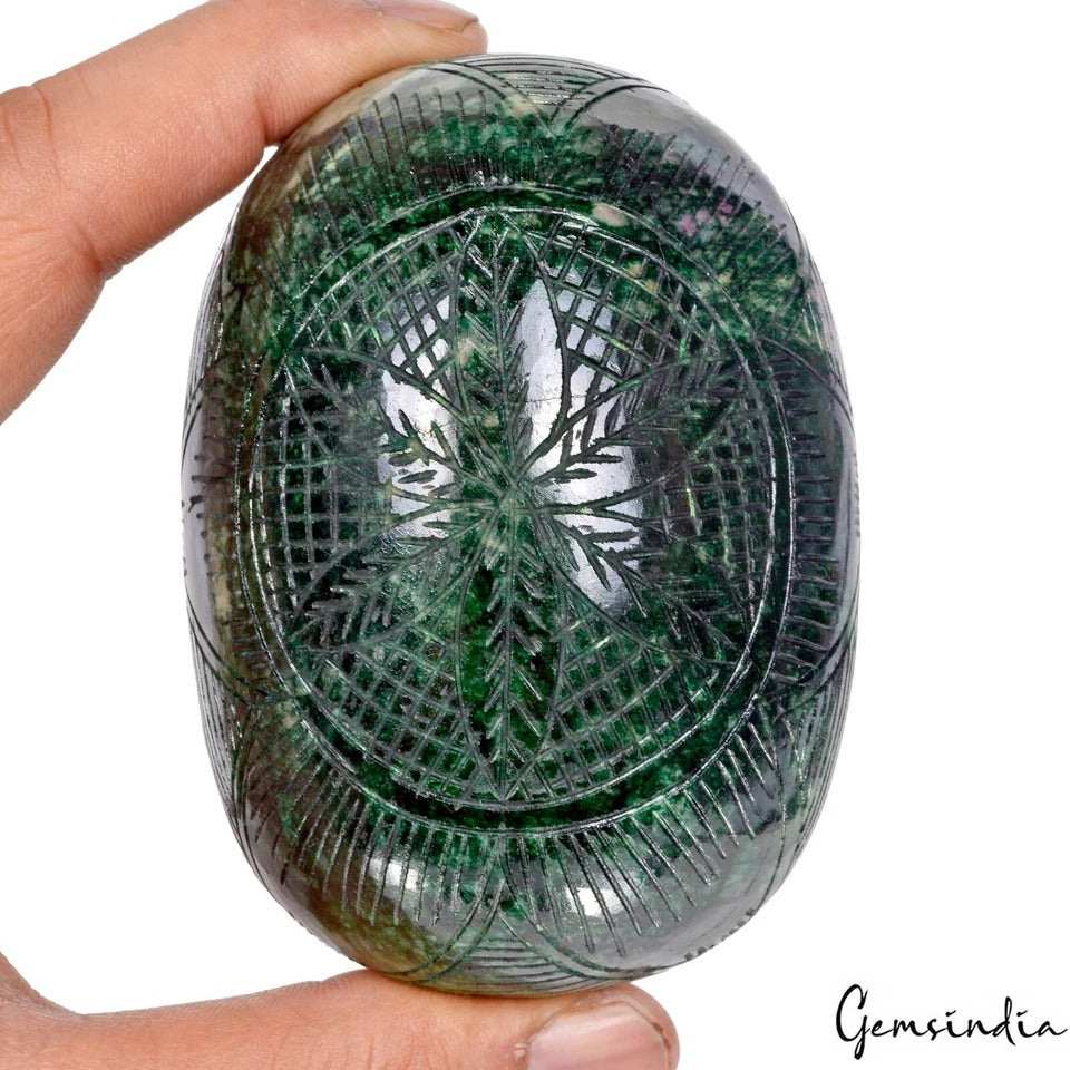 Certified 1980 Ct Natural Brazilian Emerald Amazing Carving Earth Mined Gemstone