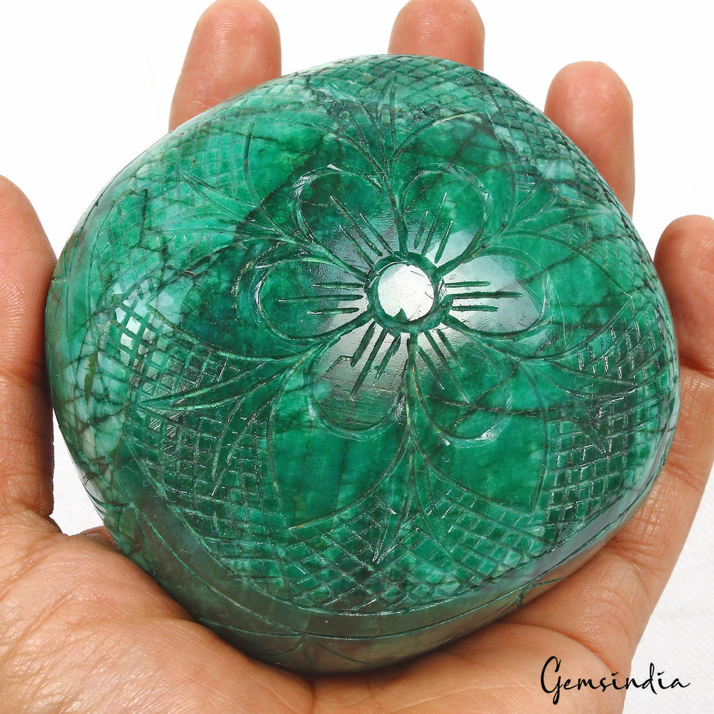 Certified 3350 Ct Natural Brazilian Green Emerald Oval Cut Carved Loose Huge Gem