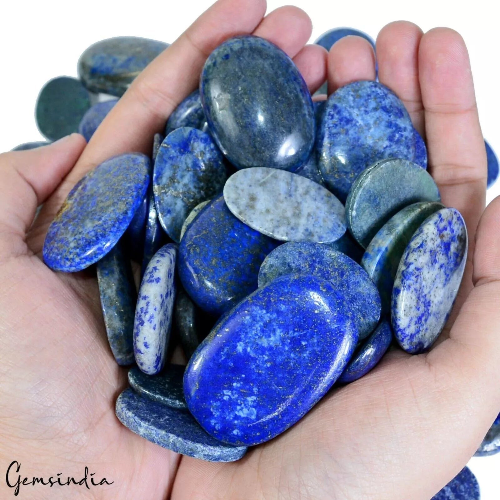 1.2 Kg Natural Blue Lapis Lazuli Oval Cabochon Loose 28- 55mm Gemstone Wholesale