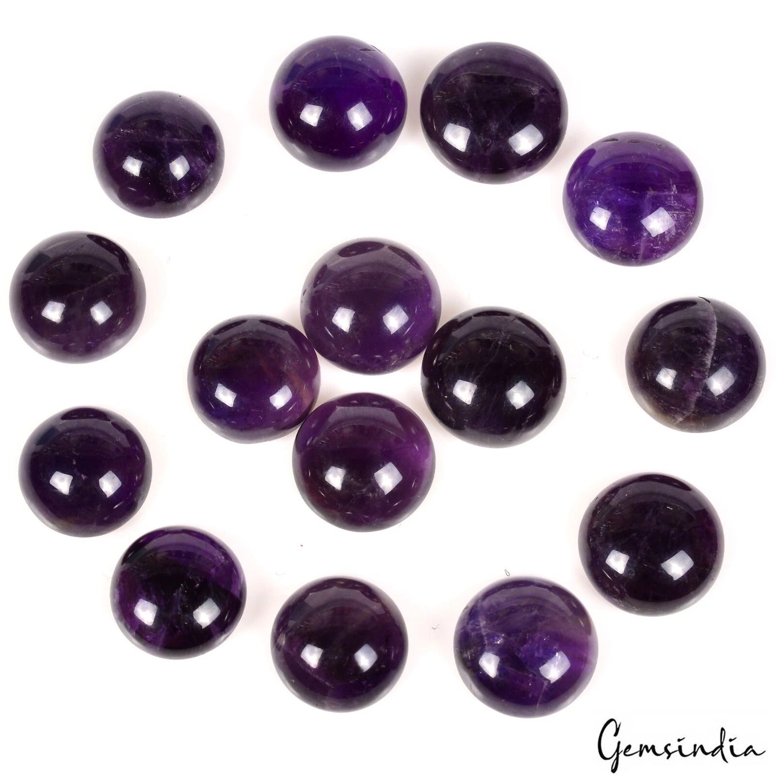 200 Ct Natural Untreated Purple Amethyst Round Cabochon Loose Gemstones 15 Pcs