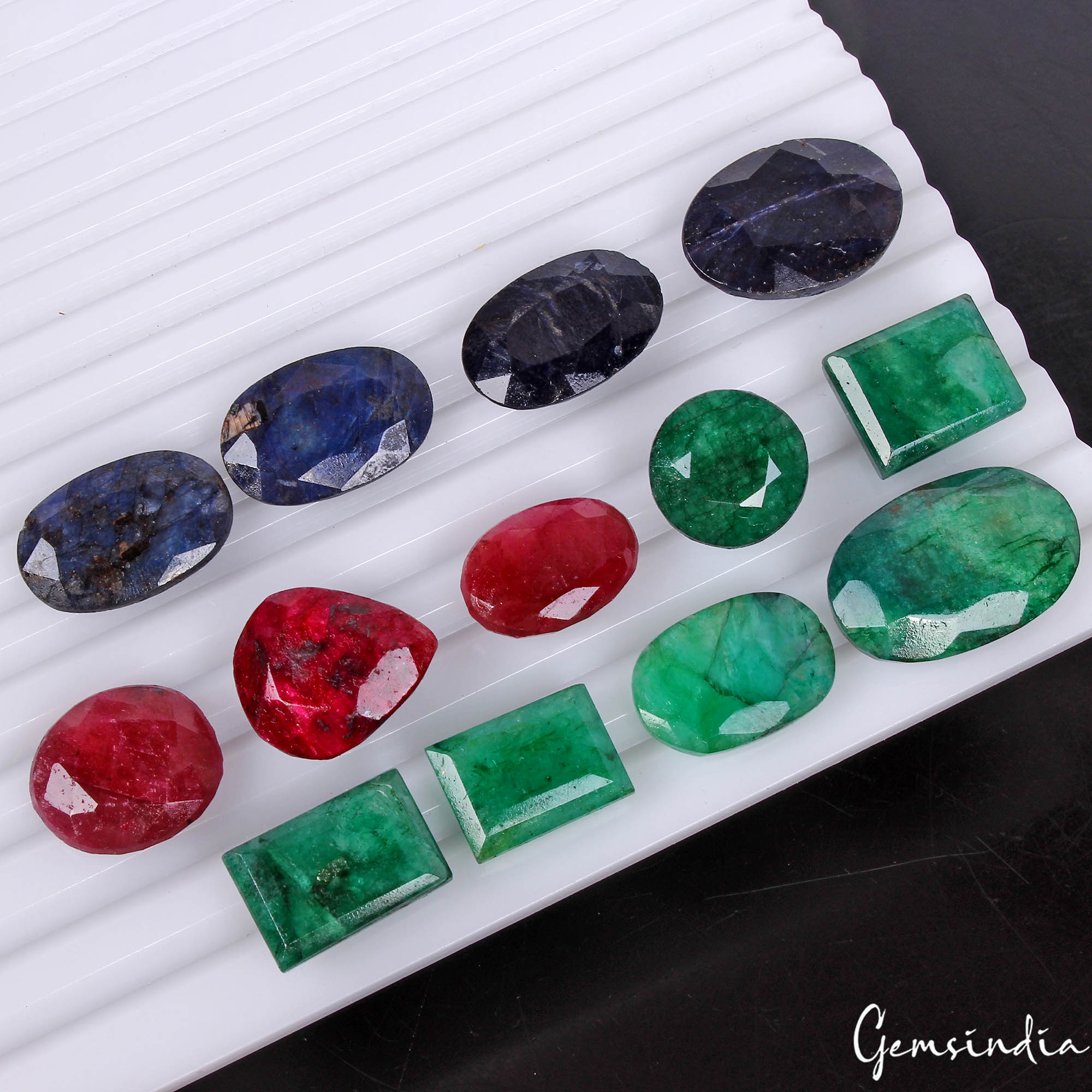 13 Pc Natural Emerald Ruby Sapphire Mix Cut Top Grade Certified Gemstones 300 Ct