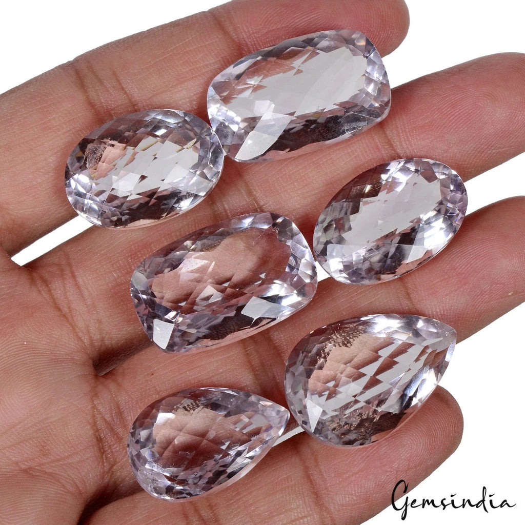 Amethyst Loose Gemstone, Oval Pear Cushion Checker Faceted Cut — 23mm to 27mm, 186.60 Ct
