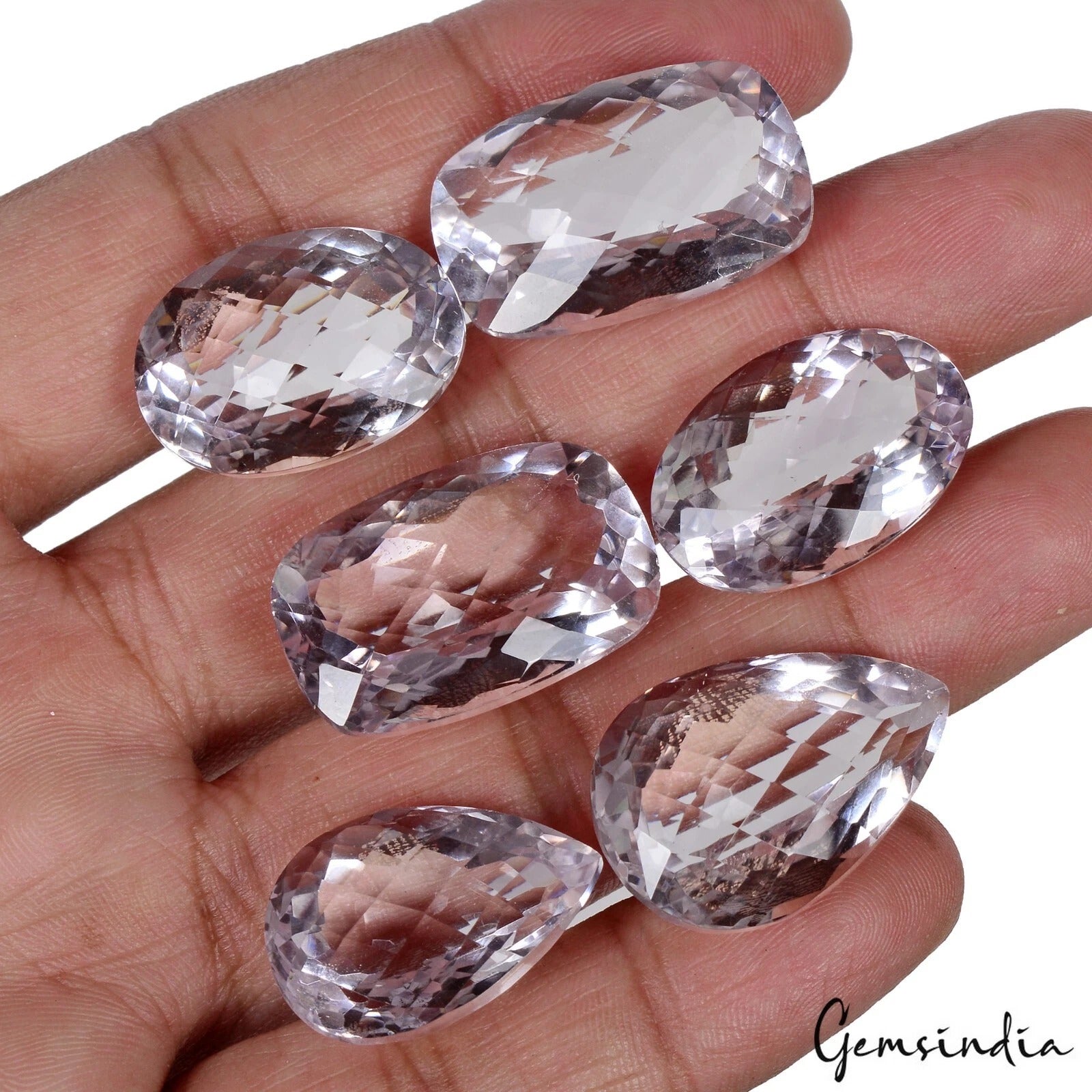 Amethyst Loose Gemstone, Oval Pear Cushion Checker Faceted Cut — 23mm to 27mm, 186.60 Ct
