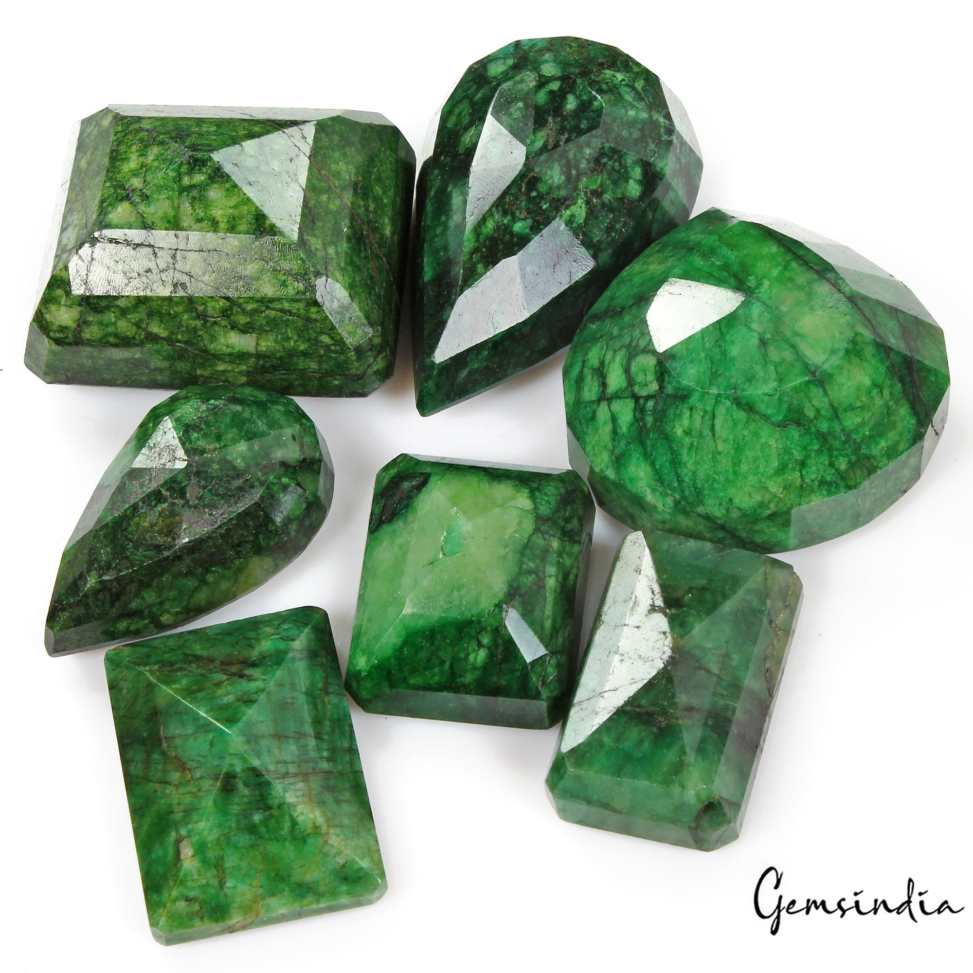 2250 Cts/7 Pcs Natural Brazilian Green Emerald Mix Cut Loose Wholesale Gems Lot