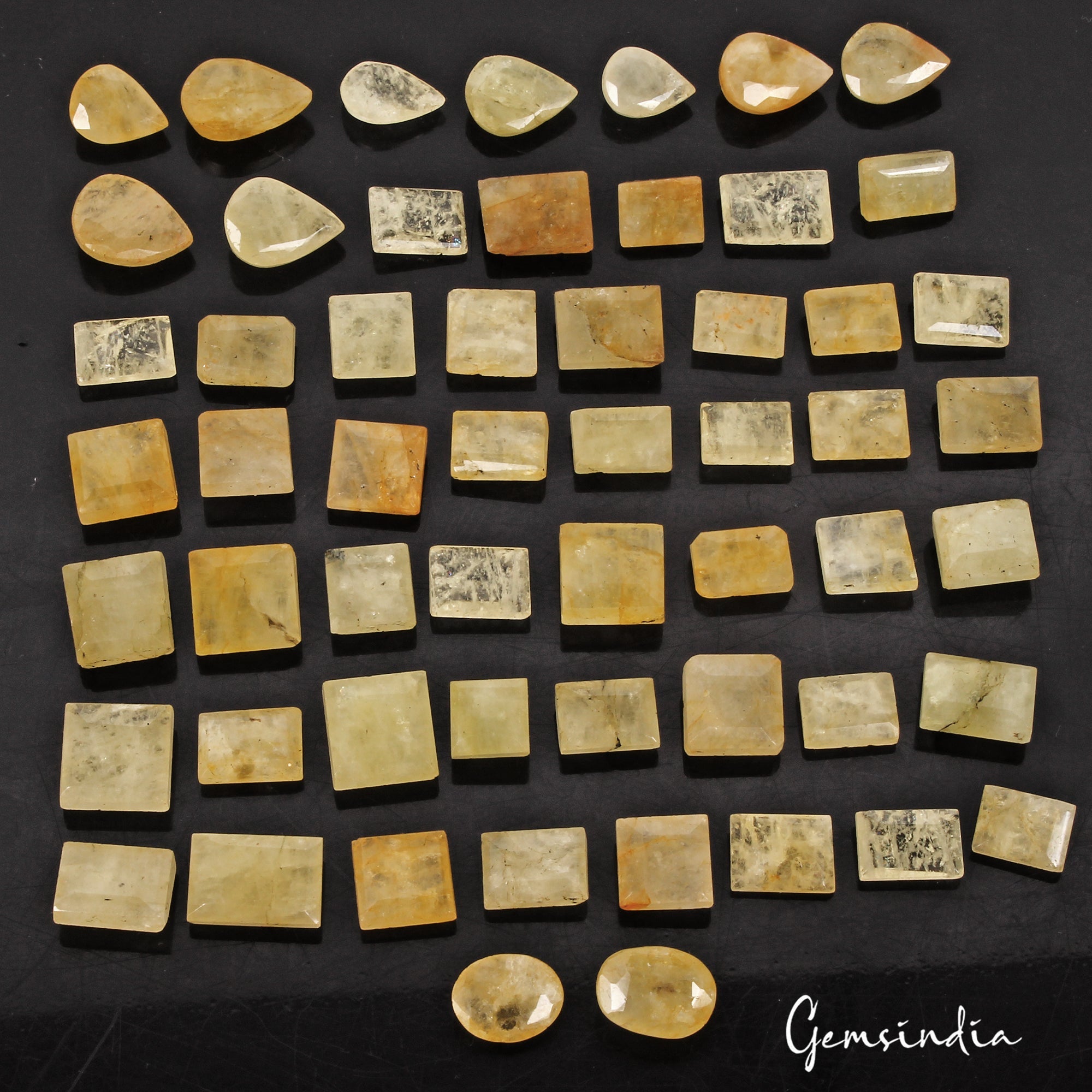 550 Cts/56 Pcs Natural Untreated Yellow Beryl /Heliodor Mix Cut Loose Gems Lot