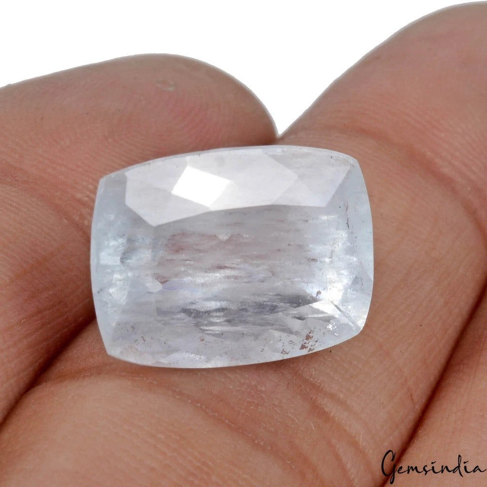 Certified 11 Ct Natural Untreated Blue Aquamarine Cushion Cut Loose Gem For Ring